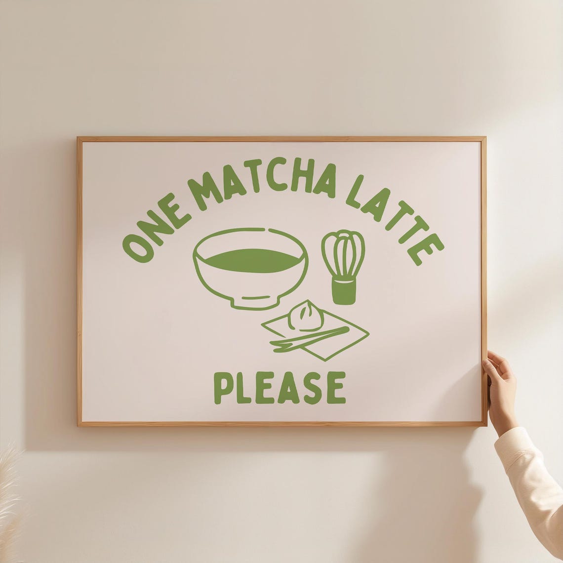 One Matcha Latte Please Cute Green Kitchen Cafe Quote Poster - Image 5