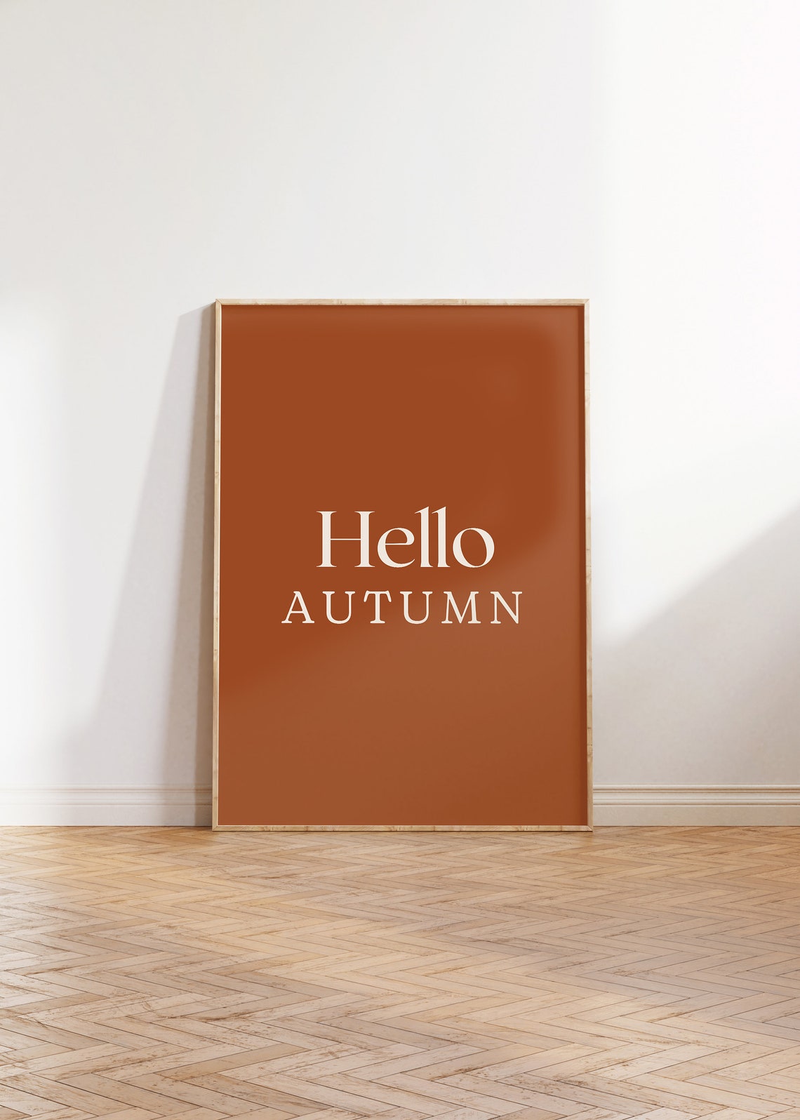 Hello Autumn Minimalist Burnt Orange Typography Greeting Poster - Image 2