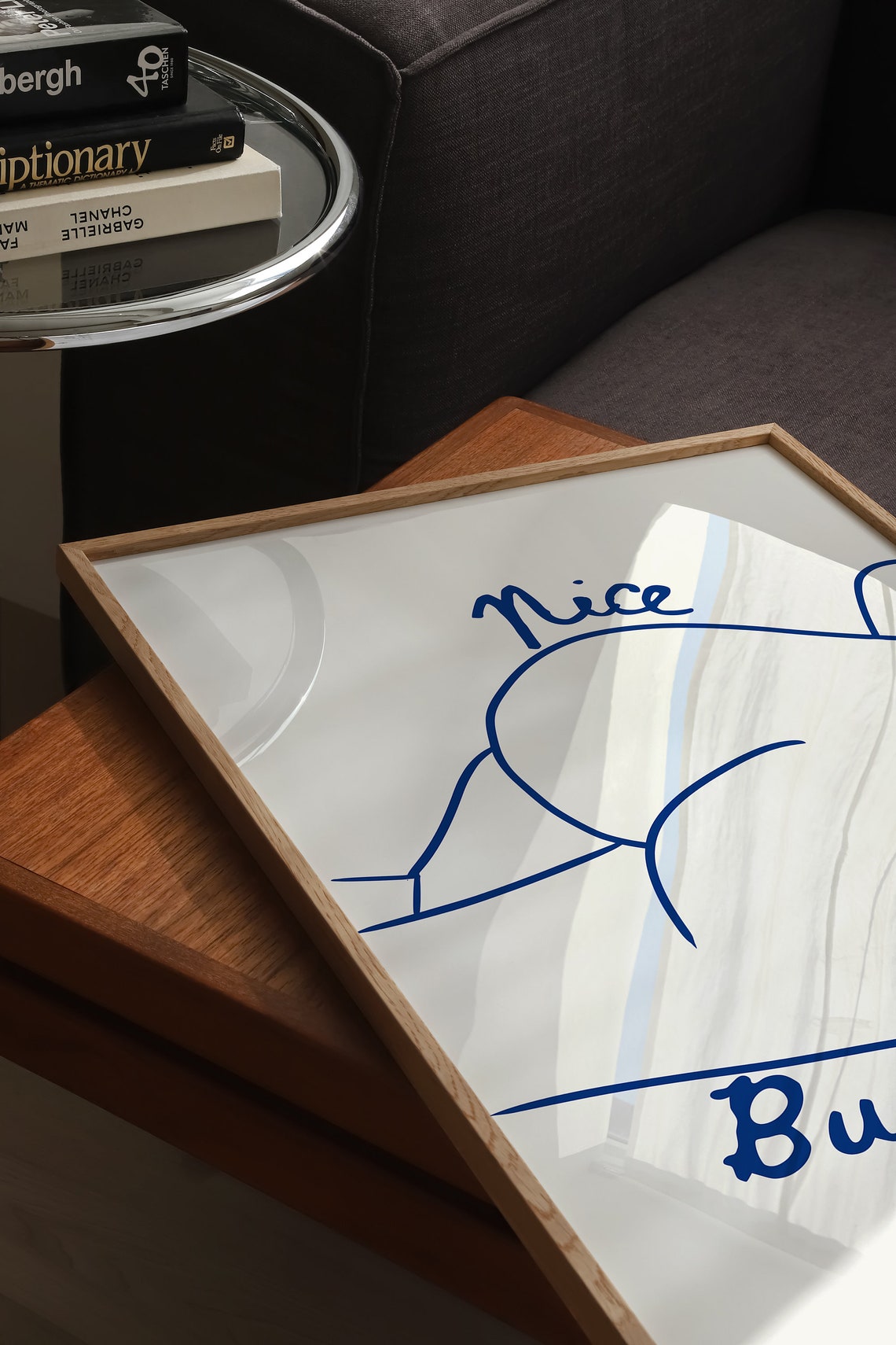 Nice Bum Body Positive Blue Line Art Cheeky Bathroom Wall Art - Image 3