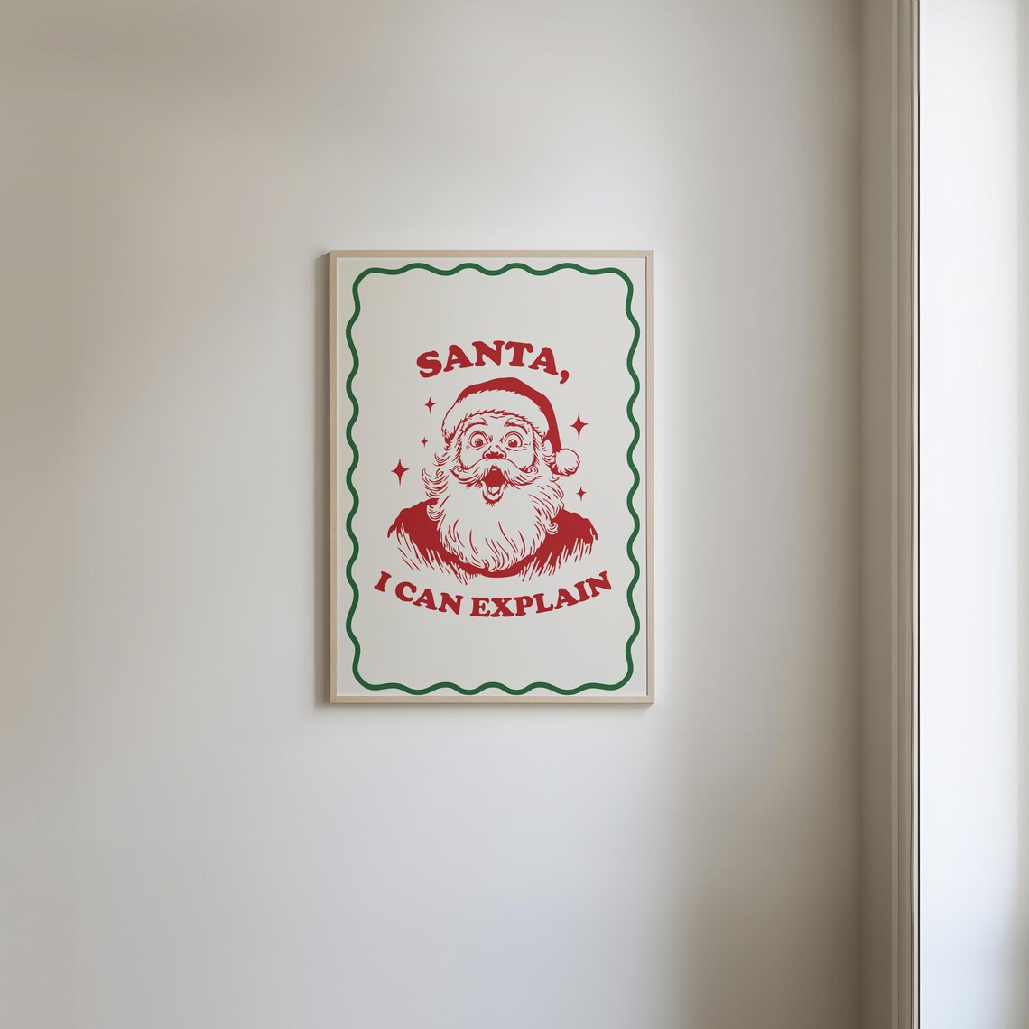 Santa I Can Explain Vintage Red Santa Funny Christmas Art Print - Image 4