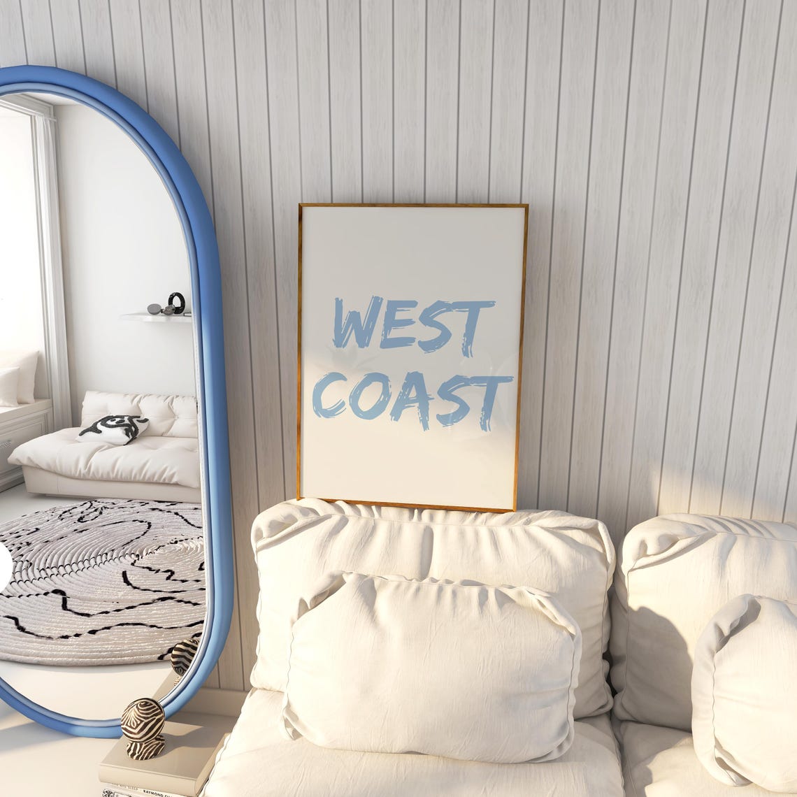 West Coast Blue Brush Lettering Coastal Travel Quote Art Poster - Image 5