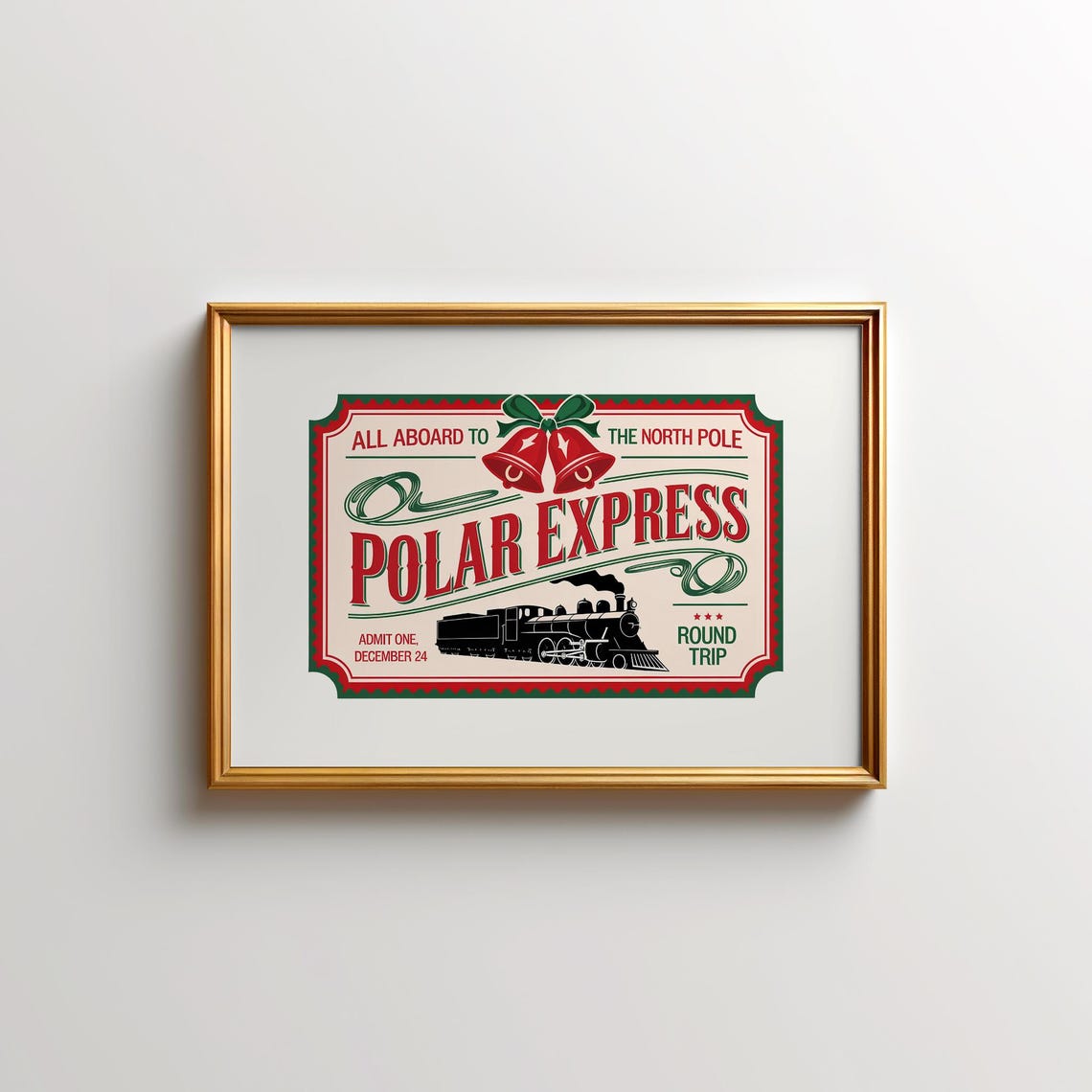 Polar Express Single North Pole Ticket Vintage Christmas Art Poster - Image 3