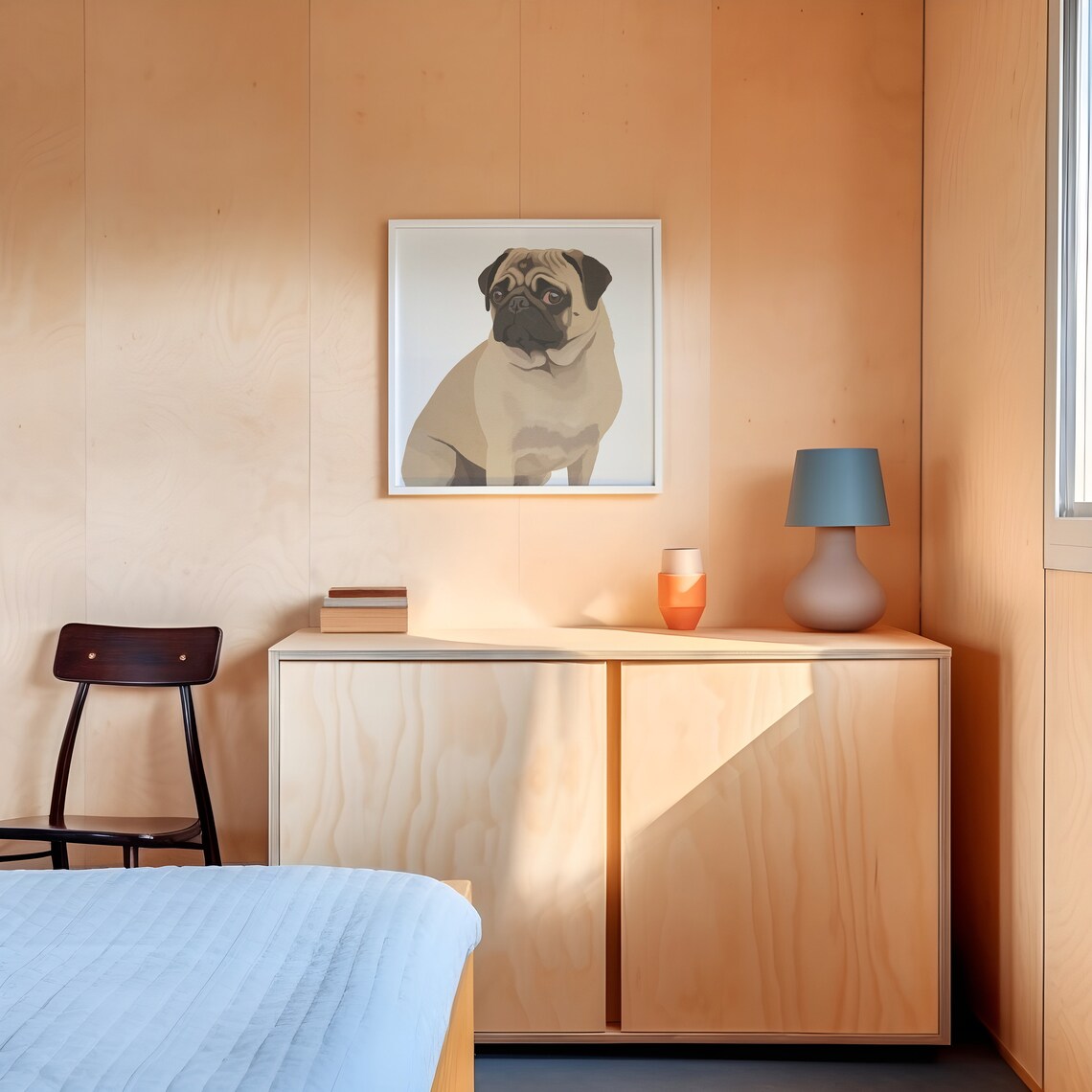 Cute Fawn Pug Dog Print Pug Gift Dog Wall Art Dog Lover Gifts Trendy Wall Art Square Print Instant Pet Portrait Art - Image 3