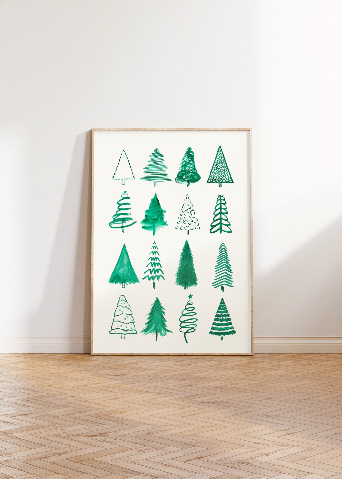 Hand Drawn Pine Trees Christmas Doodle Minimalist Art Poster - Image 5