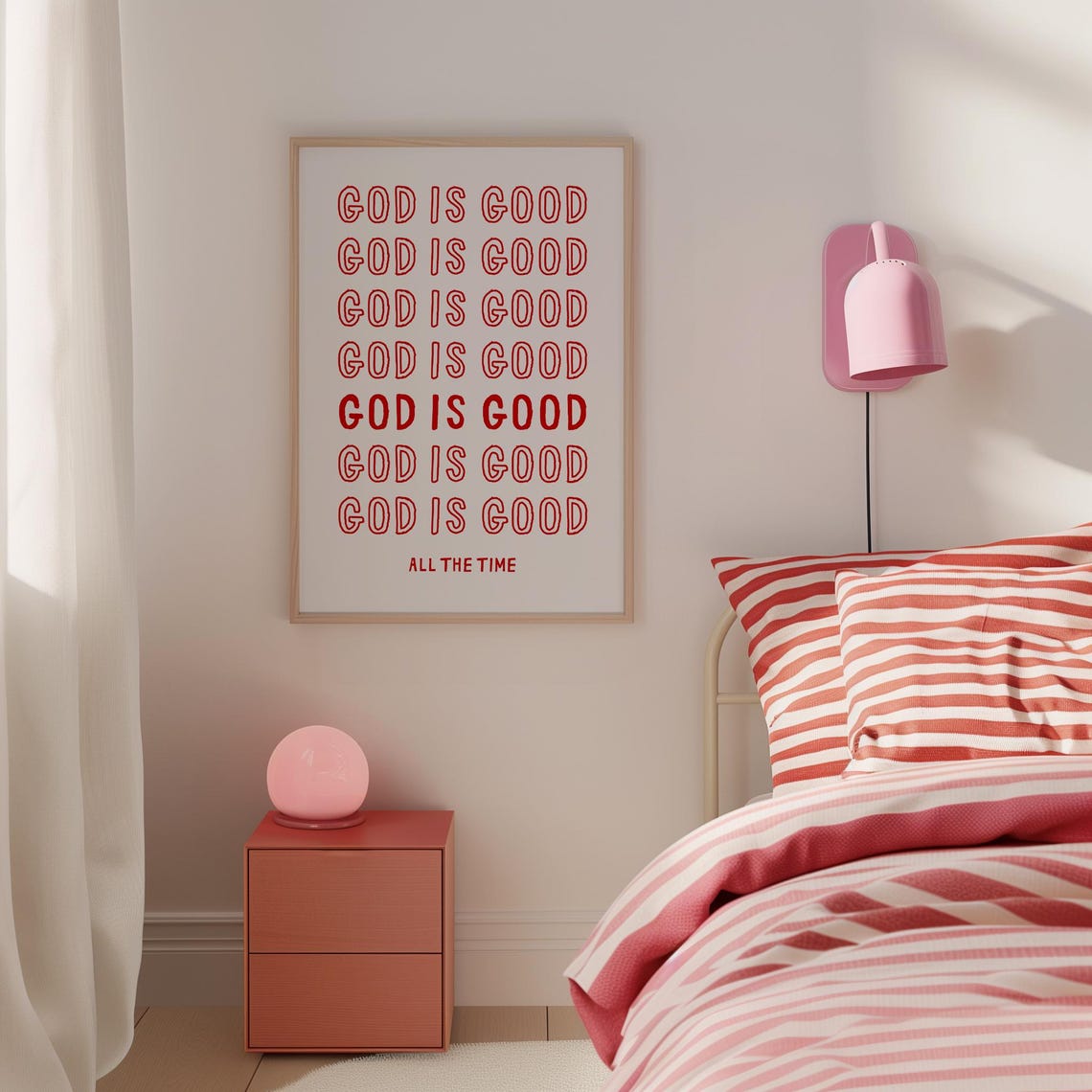 God Is Good All the Time Red Repeated Faith Christian Poster - Image 4