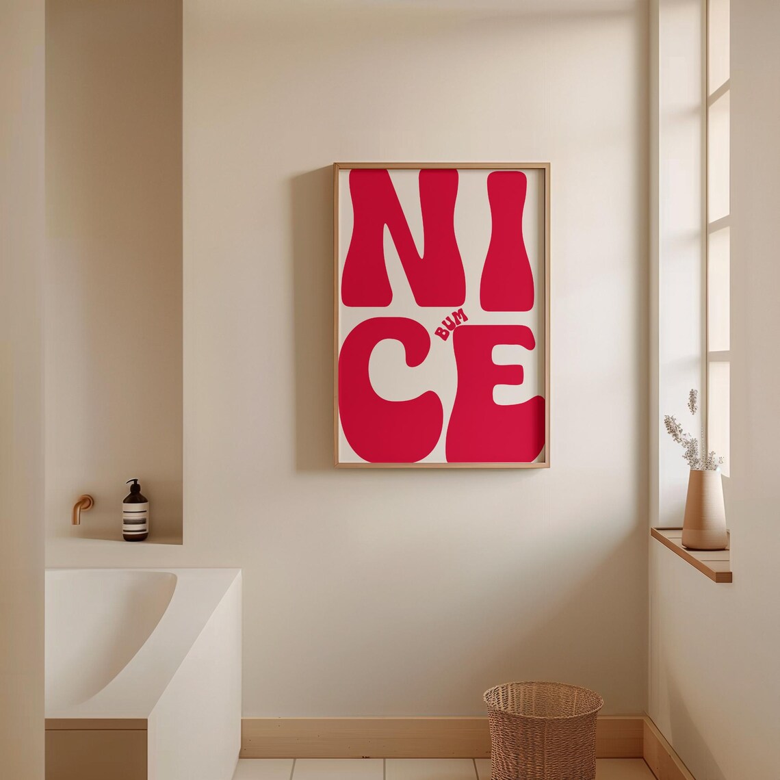 Nice Bum Funny Typography Bathroom Art Print - Image 3