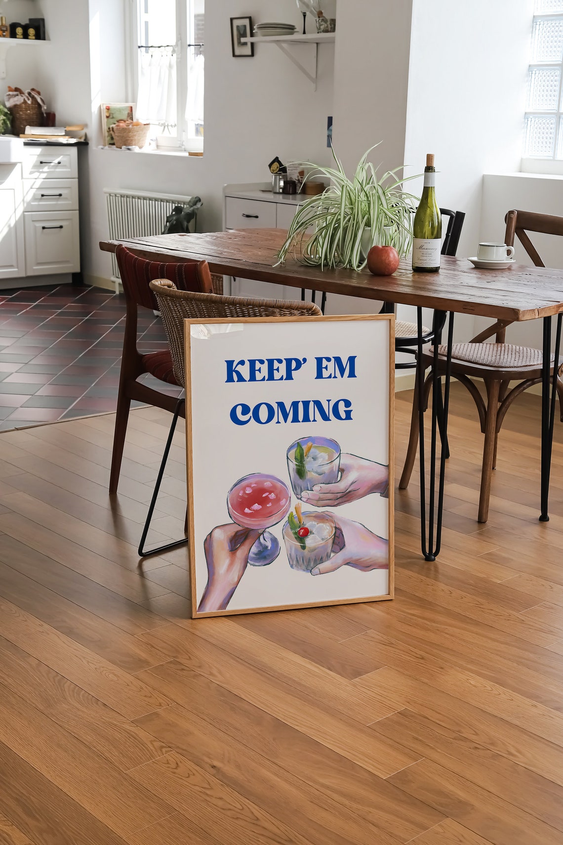 Keep Em Coming Retro Cocktail Trio Trendy Home Bar Art Poster - Image 3