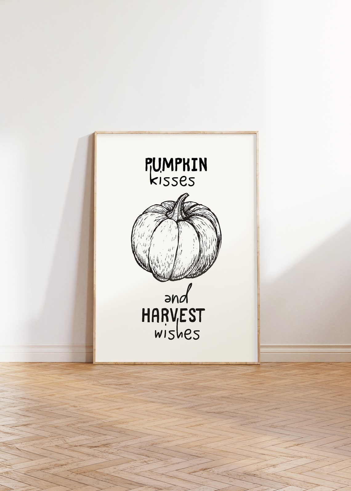 Pumpkin Kisses and Harvest Wishes Sketch Fall Season Quote Poster - Image 4