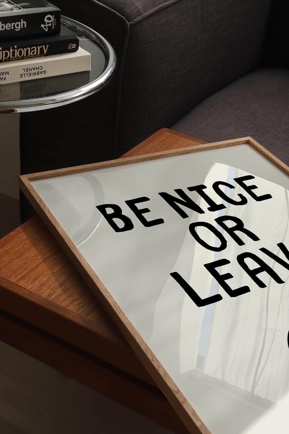 Be Nice or Leave Funny Sarcastic Hand Drawn Typography Quote Poster - Image 2