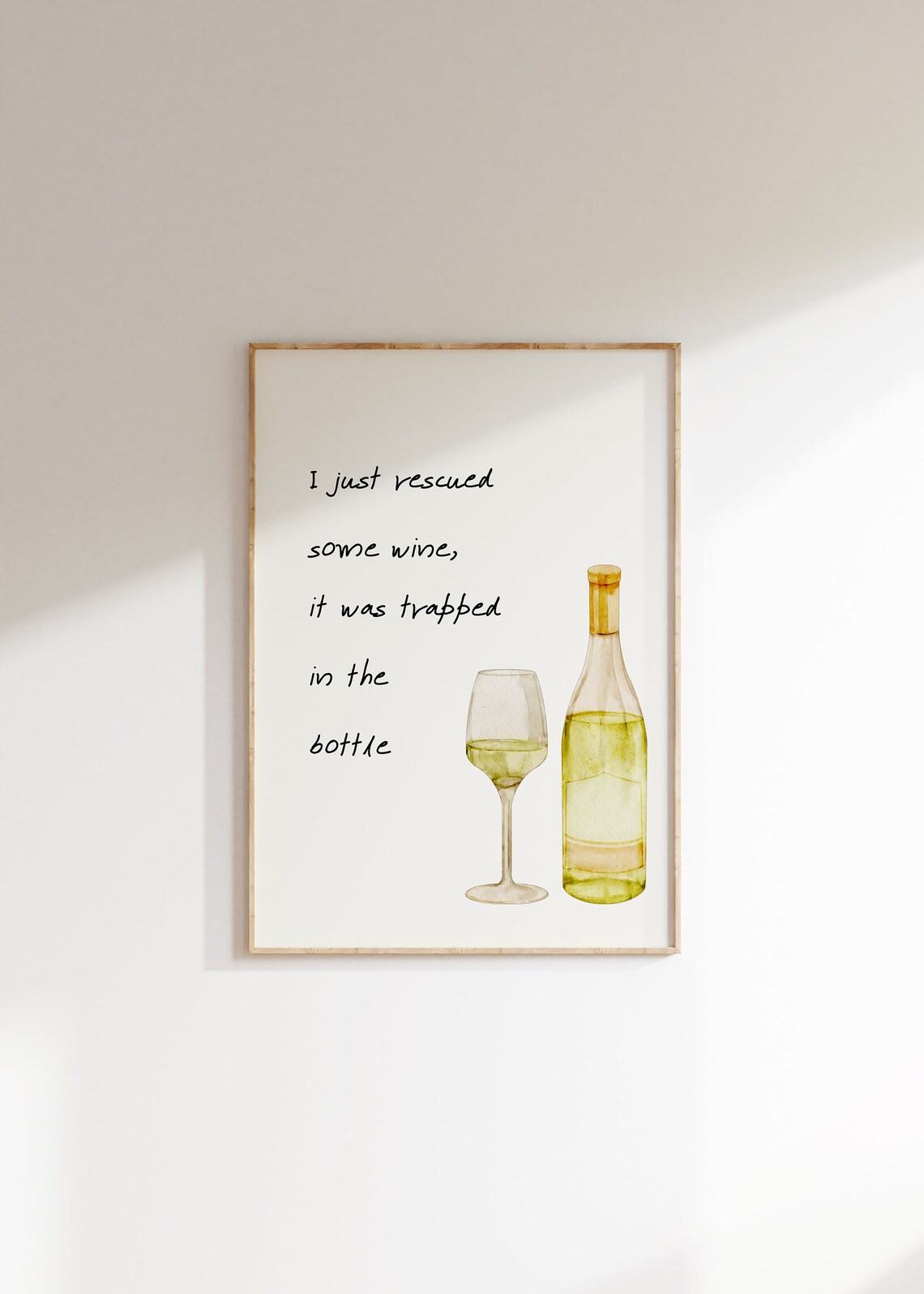 I Rescued Some Wine Funny Watercolor Wine Glass Quote Wall Poster - Image 2