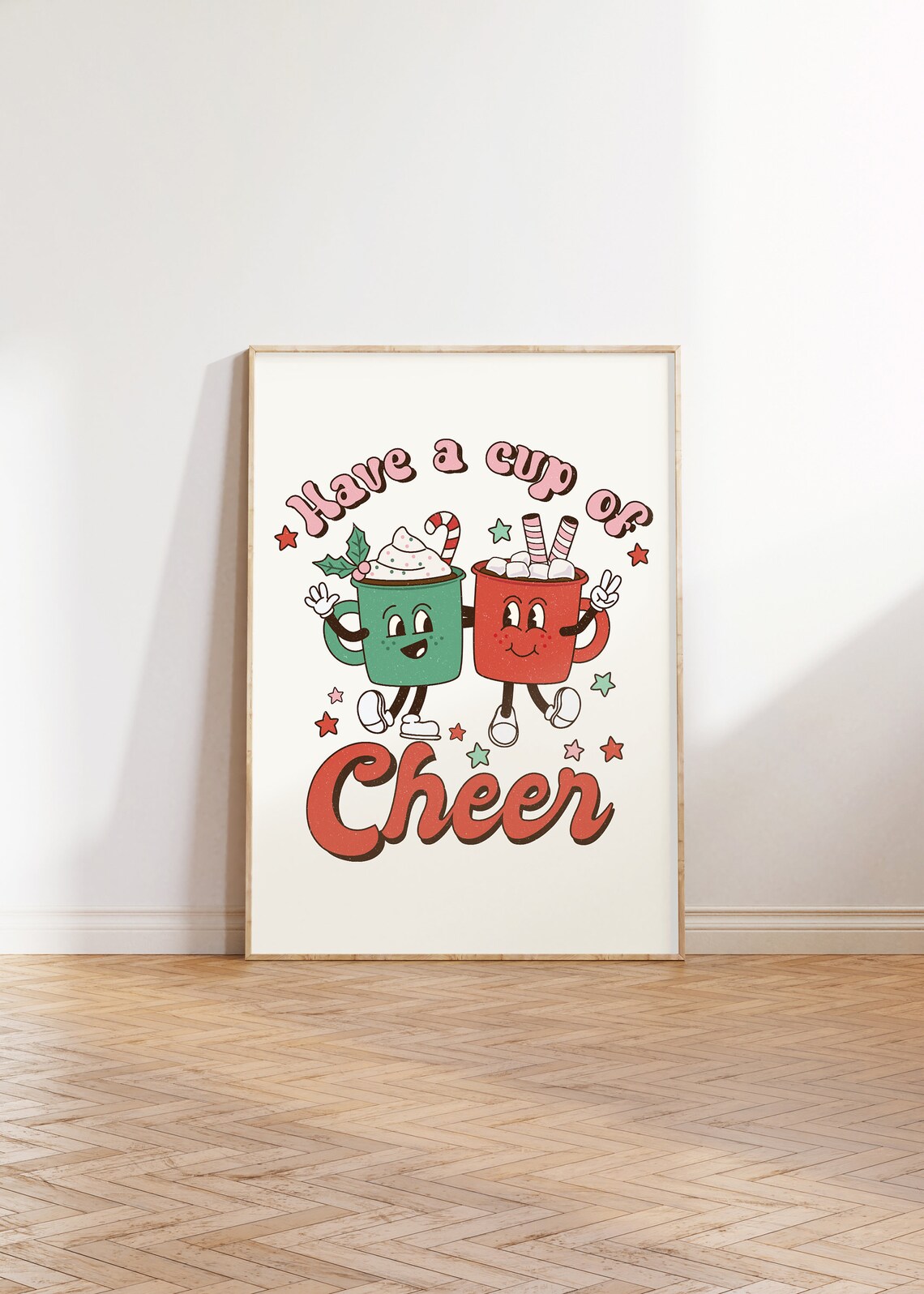 Have A Cup Of Cheer Retro Christmas Cocoa Mugs Holiday Poster - Image 3