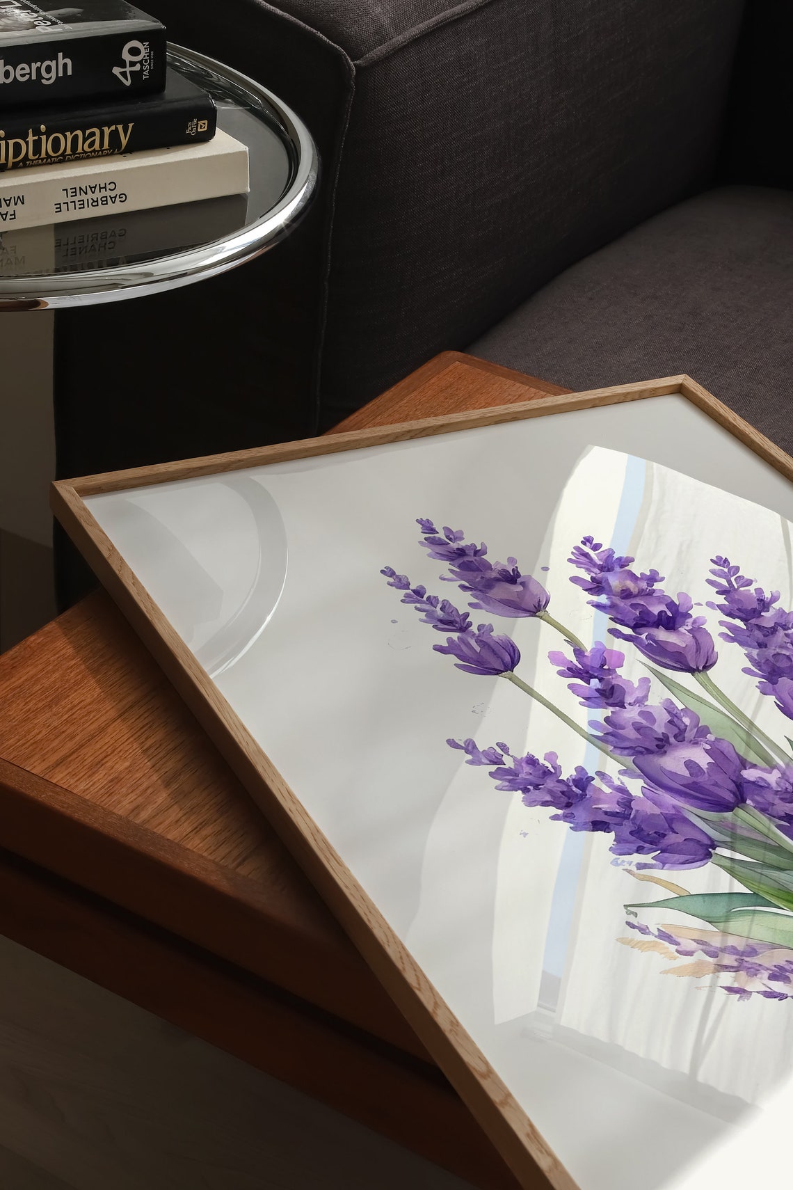 Tall Purple Lavender Sprigs Watercolor Botanical Flower Poster - Image 3