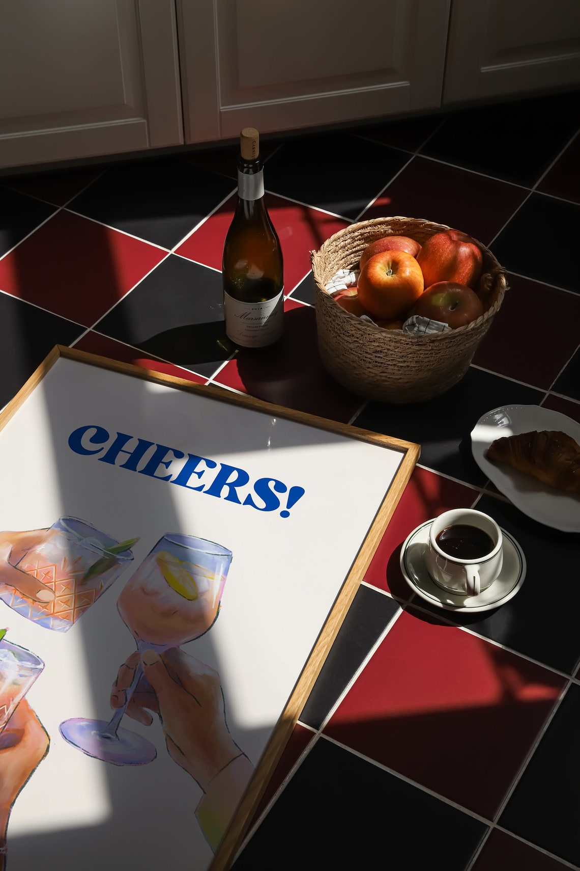 Cheers Retro Cocktail Trio Clinking Glasses Home Bar Art Poster - Image 5