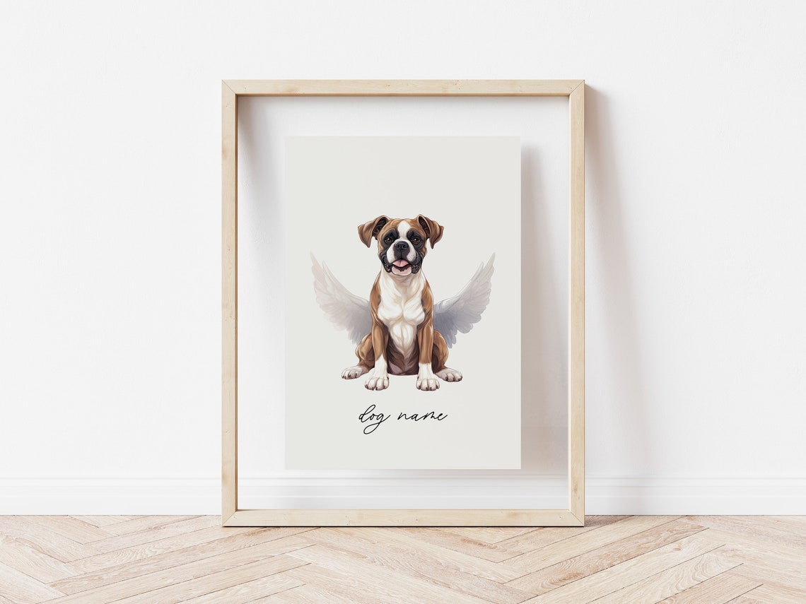 Boxer Dog Memorial Rainbow Bridge Print Pet Loss Memorial Gift Portrait Angel Dog Print Pet Loss Sympathy Gift Custom Dog Art Painting - Image 5