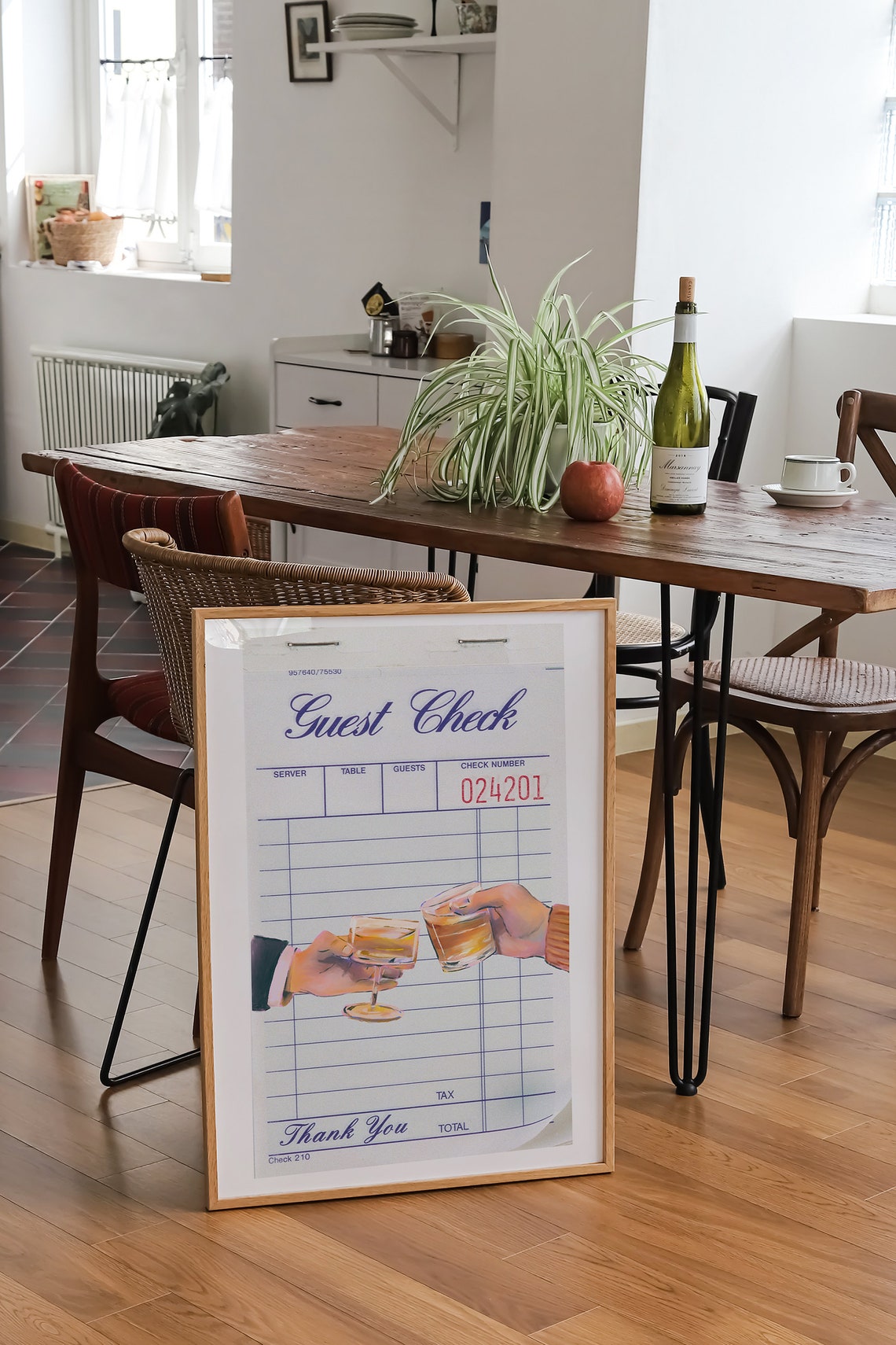 Guest Check Cheers Clinking Cocktail Glasses Bar Cart Kitchen Poster - Image 3