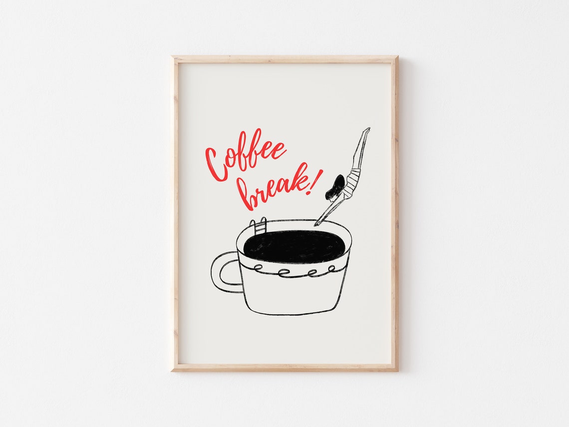 Coffee Break Funny Diver Diving into a Giant Coffee Cup Poster - Image 4