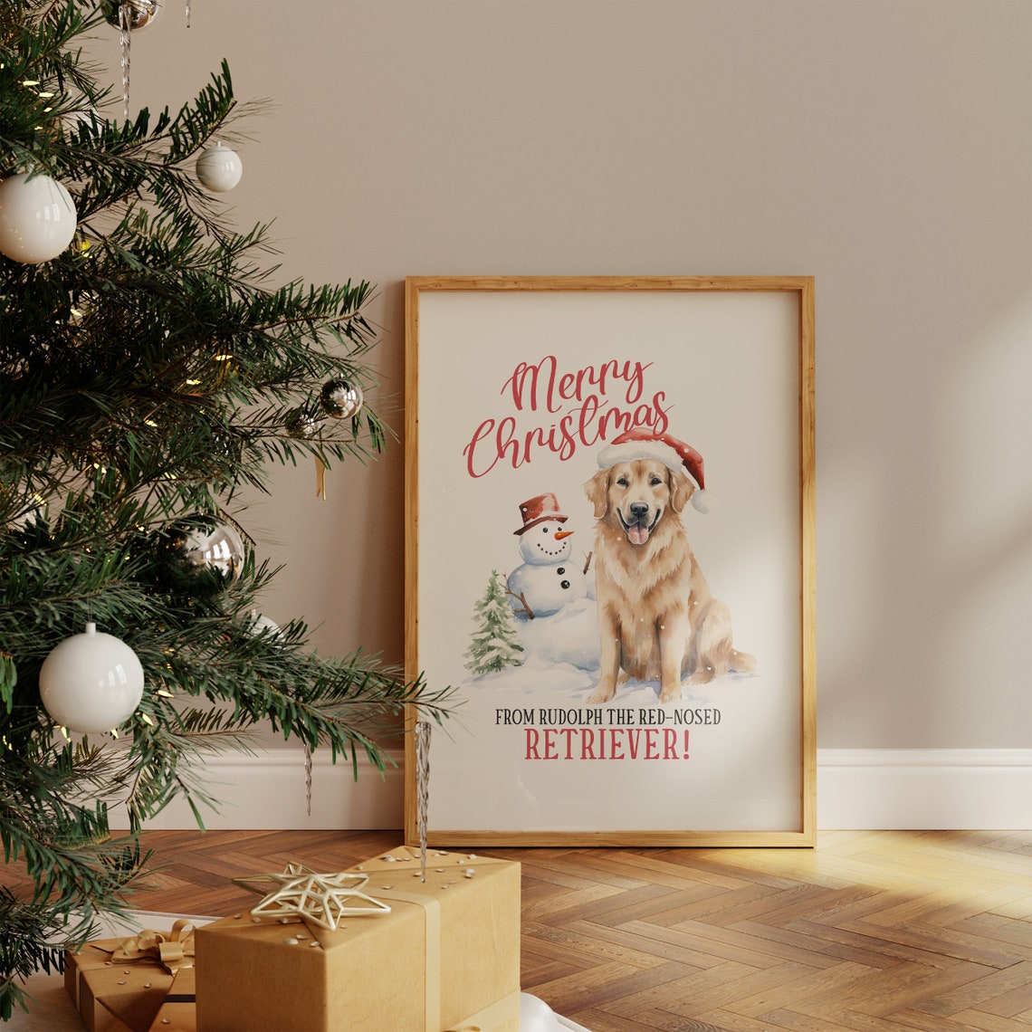 Merry Christmas From Rudolph The Red Nosed Retriever Dog Poster - Image 4
