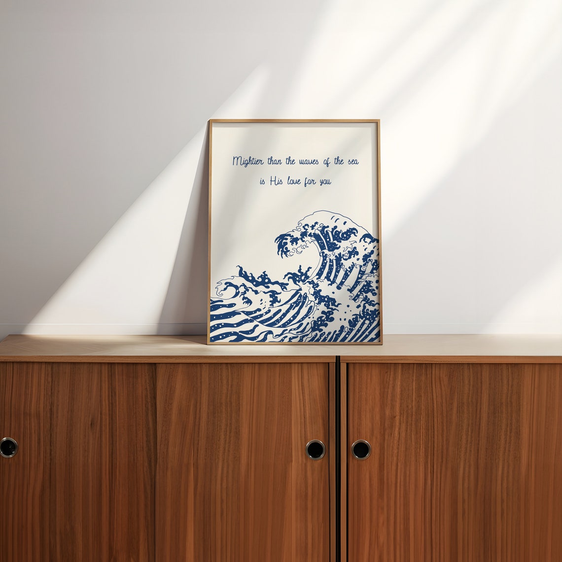 Mightier Than The Waves Bible Verse Ocean Wave Scripture Art Poster - Image 3