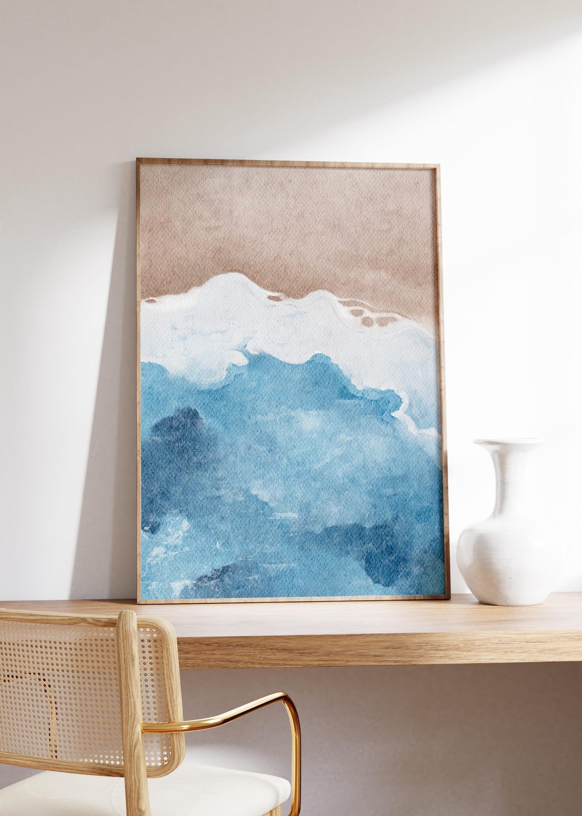 Deep Blue Ocean Waves Crashing With White Sea Foam Painting Print - Image 3