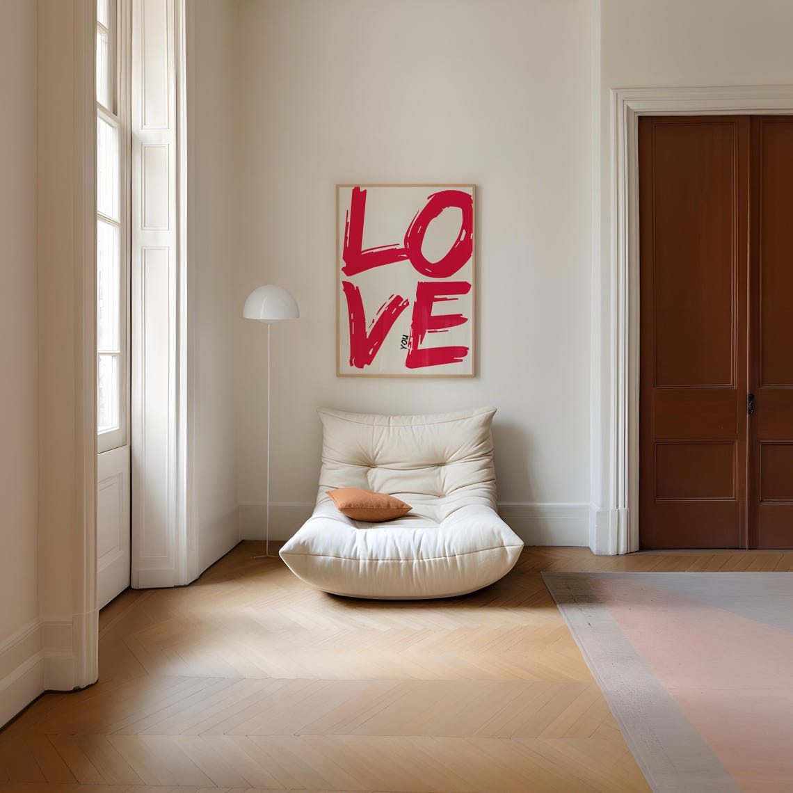 Love You Giant Red Brushstroke Letters Oversized Romantic Type Poster - Image 4