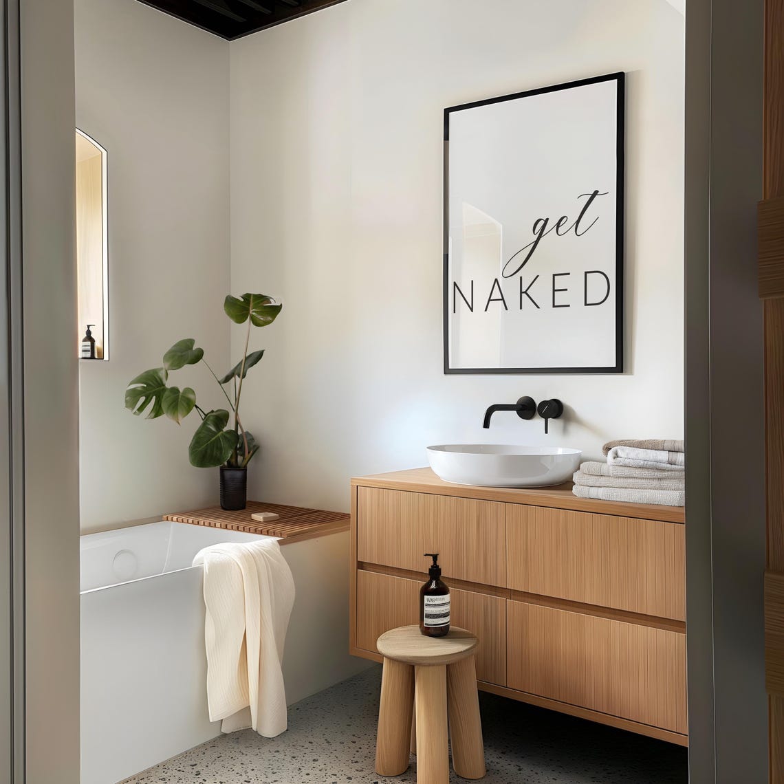 Get Naked Elegant Script Modern Minimalist Bathroom Wall Poster - Image 5