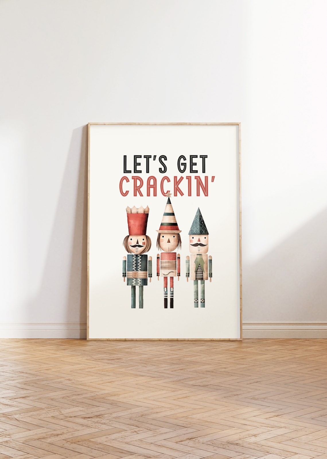 Let's Get Crackin Three Wooden Scandinavian Nutcracker Poster - Image 3