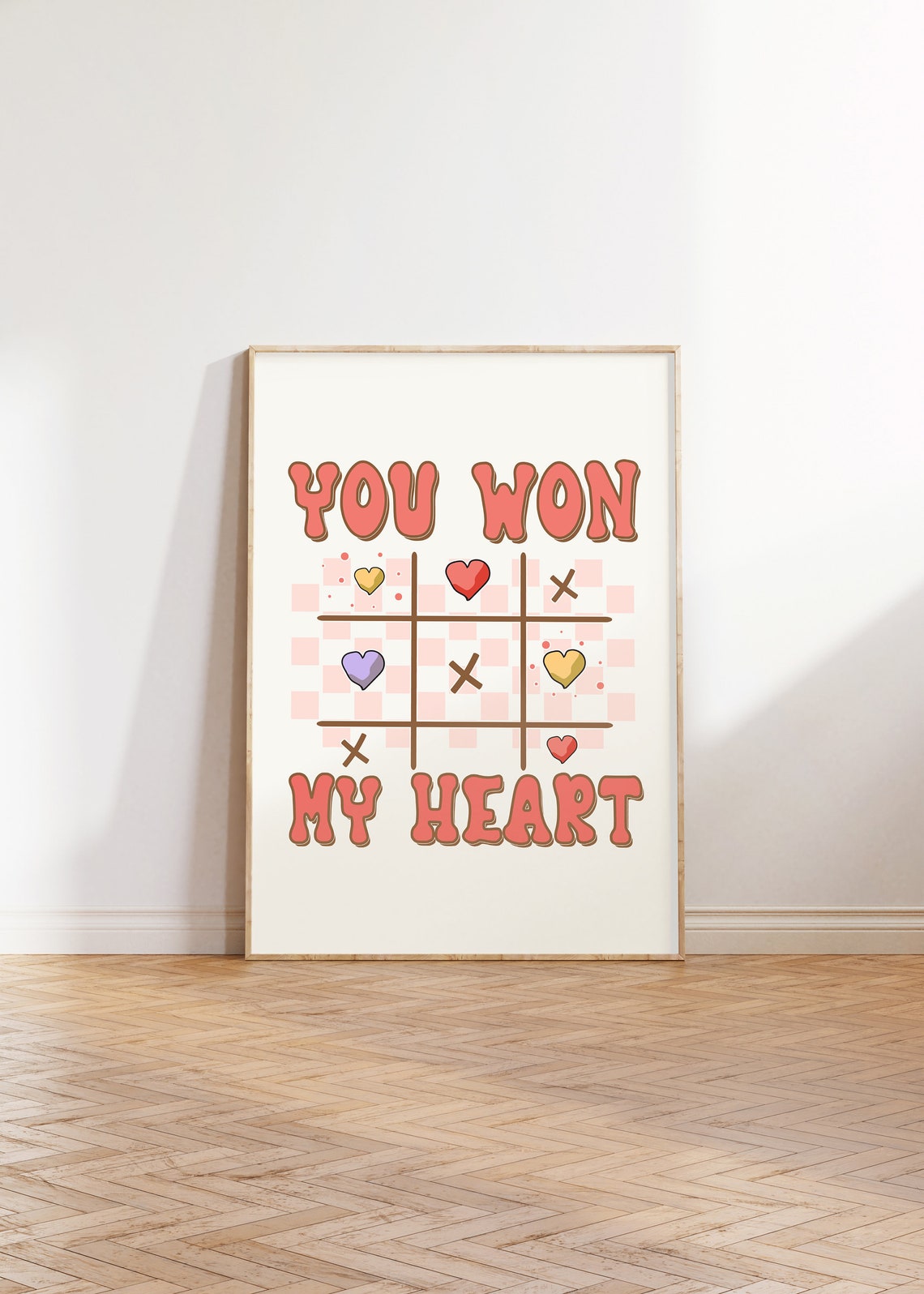 You Won My Heart Retro Tic Tac Toe Valentine Quote Art Poster - Image 4