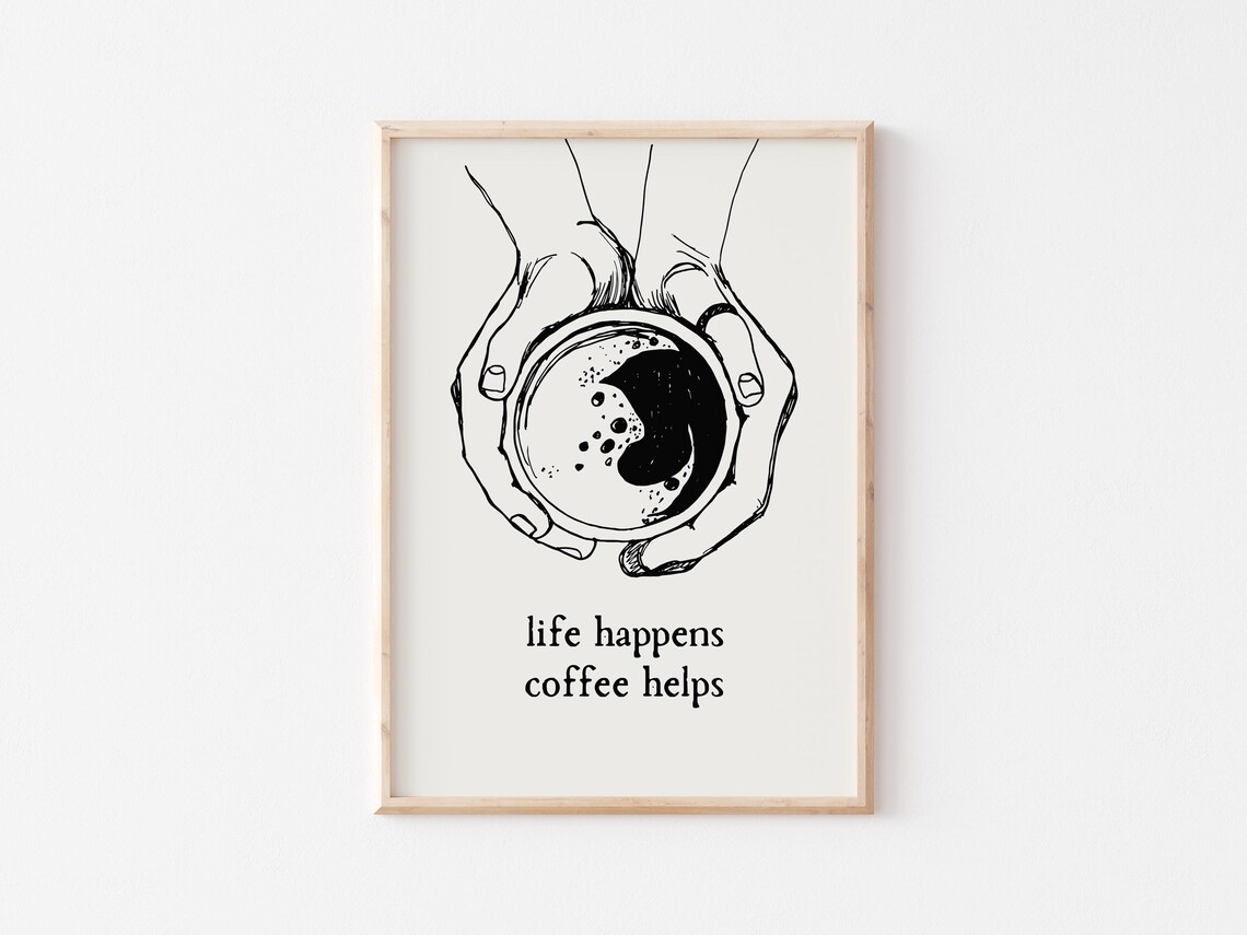 Life Happens Coffee Helps Print, Vintage Minimalist - Image 2