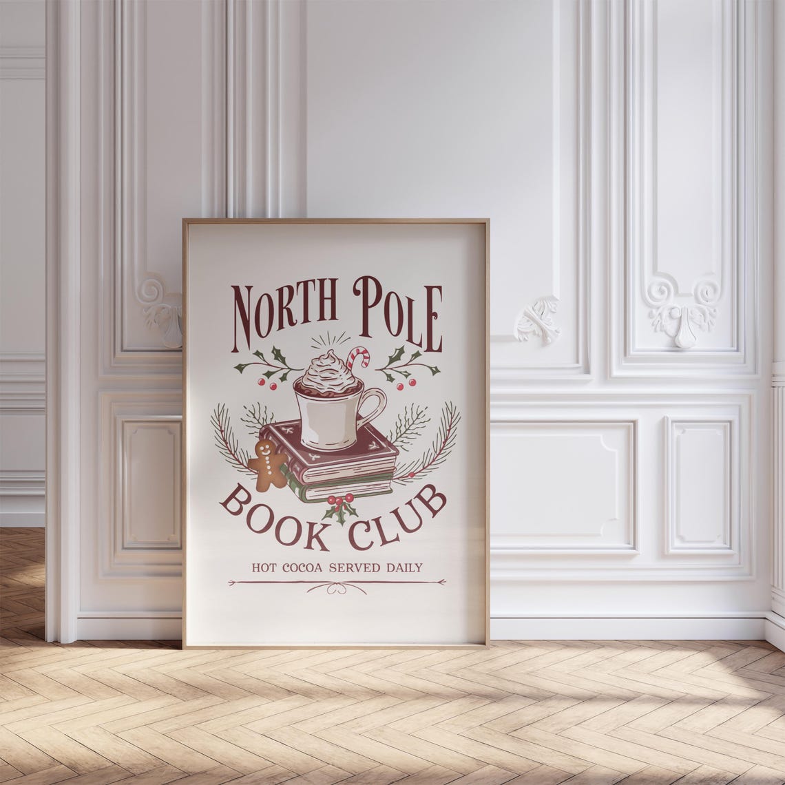 North Pole Book Club Hot Cocoa Cozy Christmas Reading Poster - Image 2