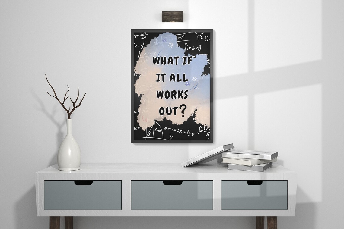 What If It All Works Out Motivational Poster Chalkboard Math Teacher Gift Art - Image 3