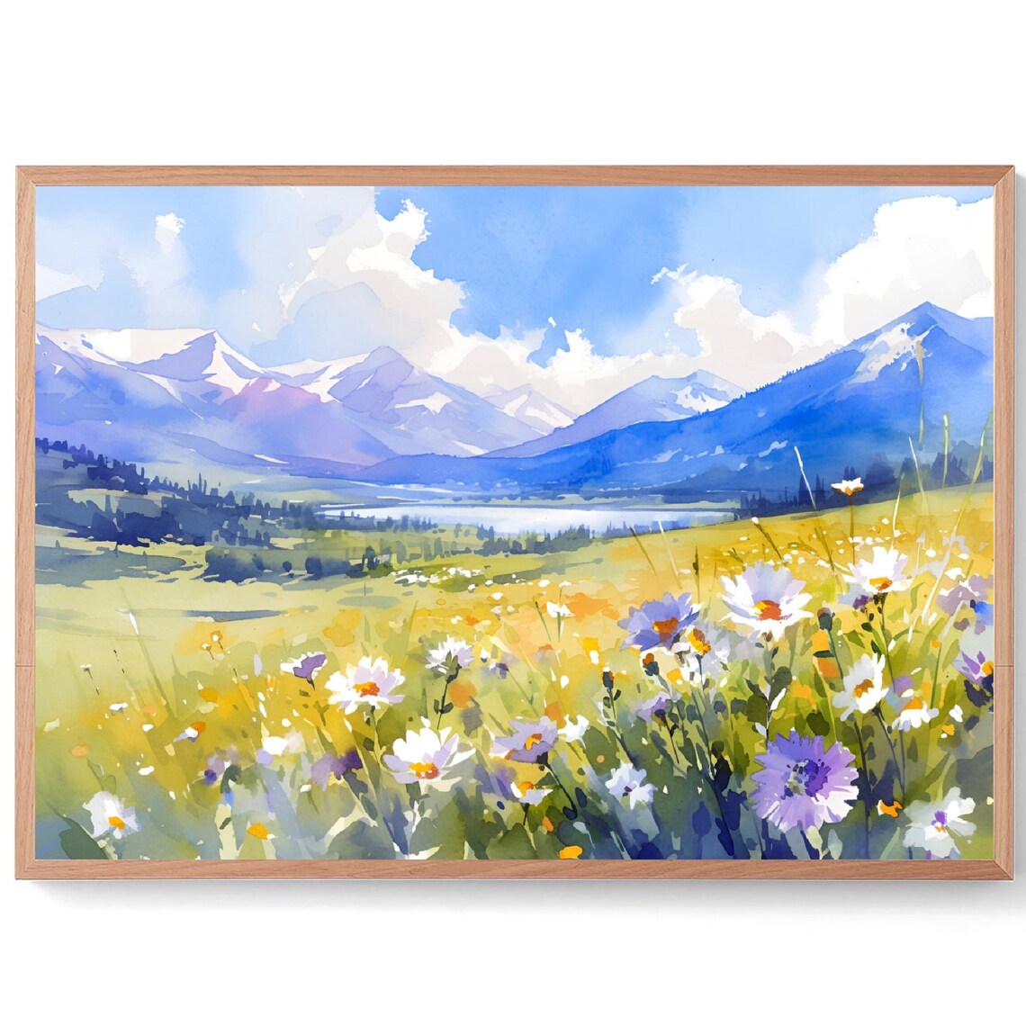 Wasatch Mountains Watercolor Travel Poster, Utah