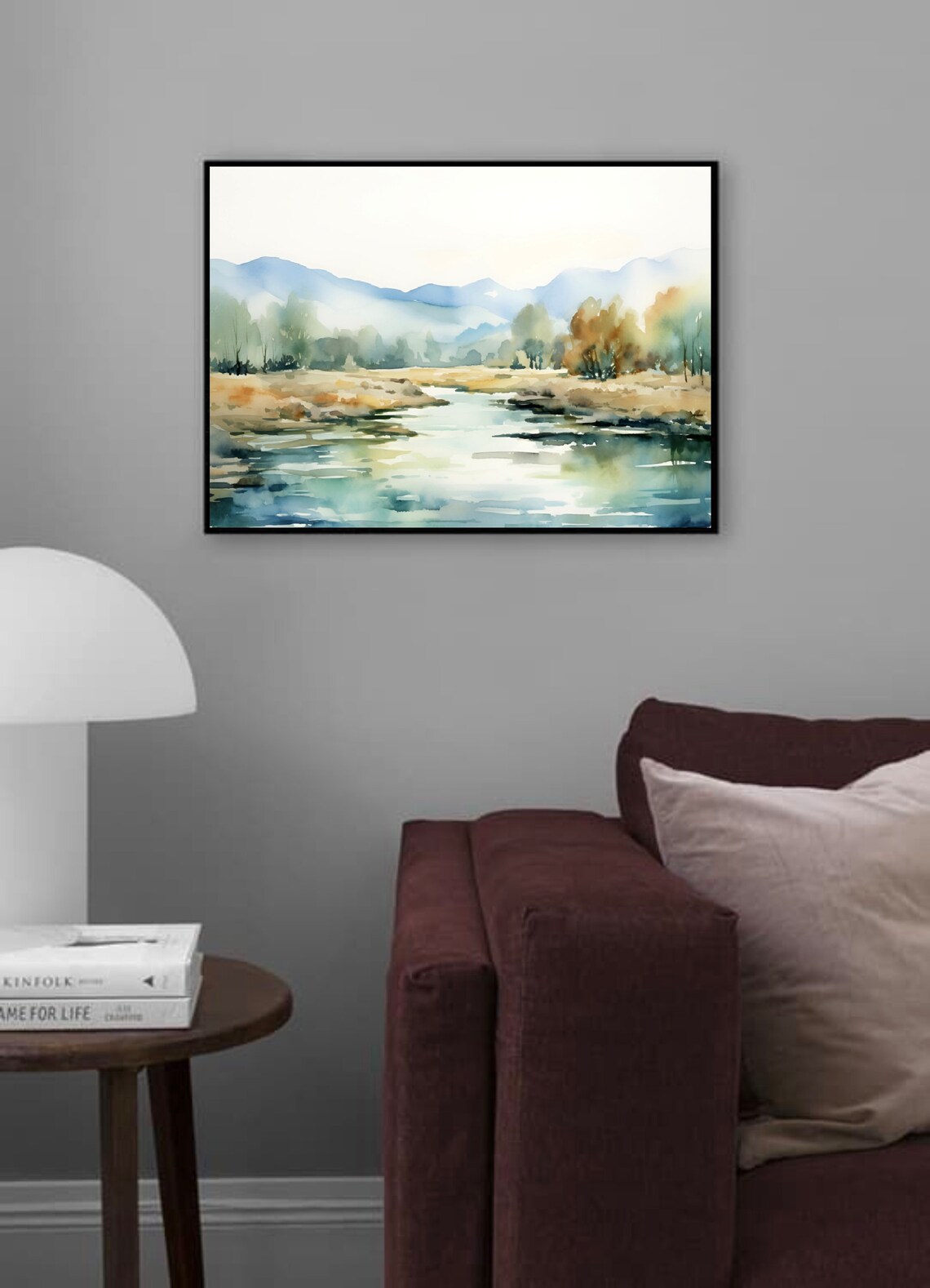 Watercolor Landscape Abstract Art Print, Lake Trees - Image 3