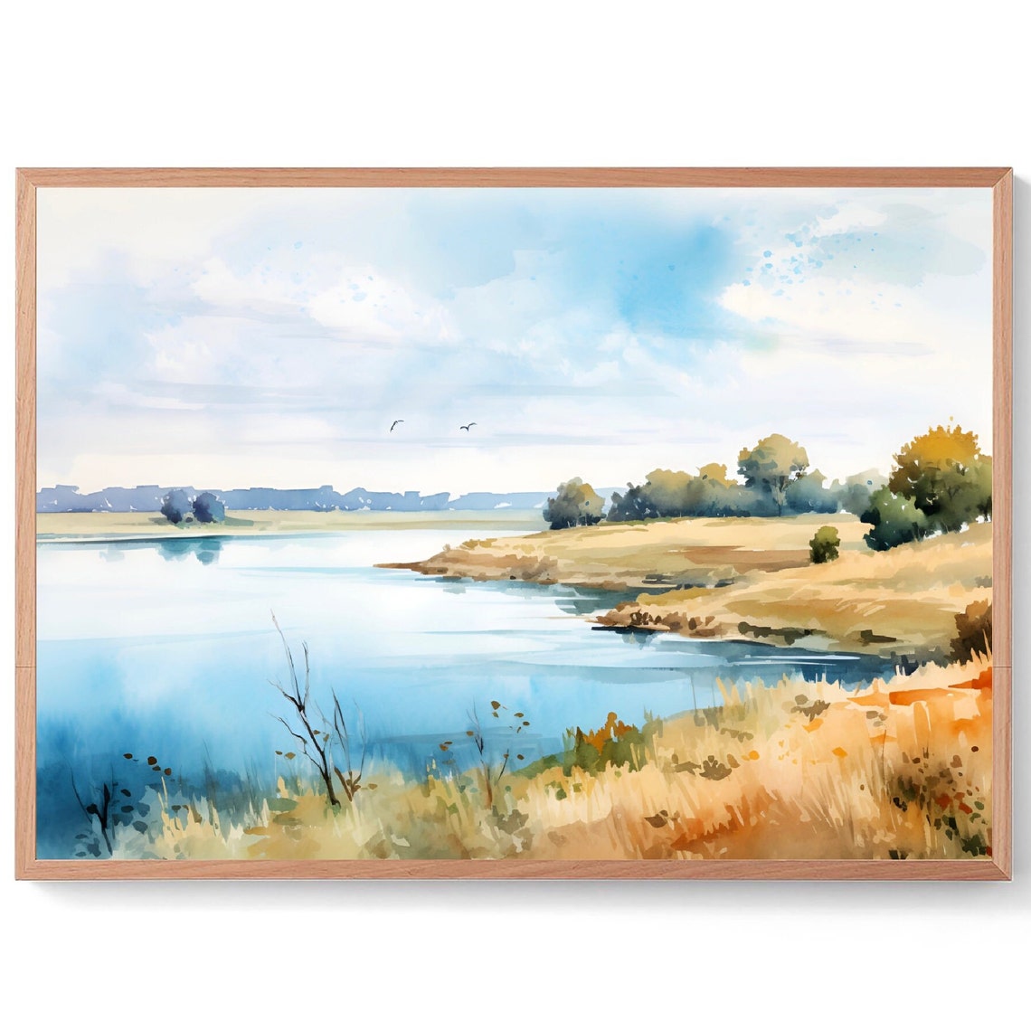 Missouri River North Dakota Prairie River Land Watercolor Poster