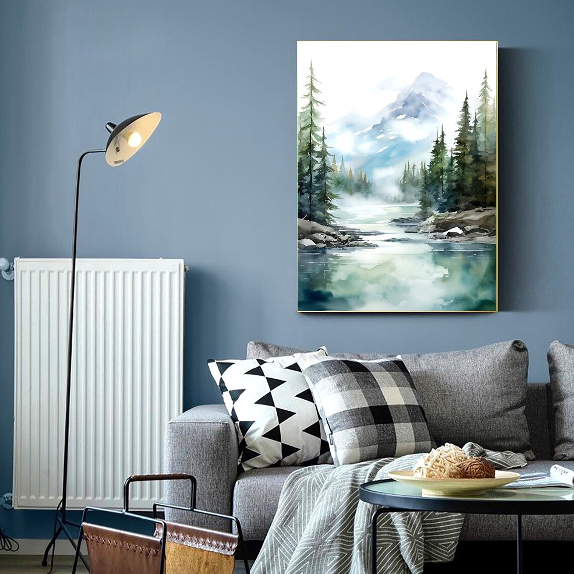 Mountain Forest Lake Minimalist Wall Art Print - Image 4