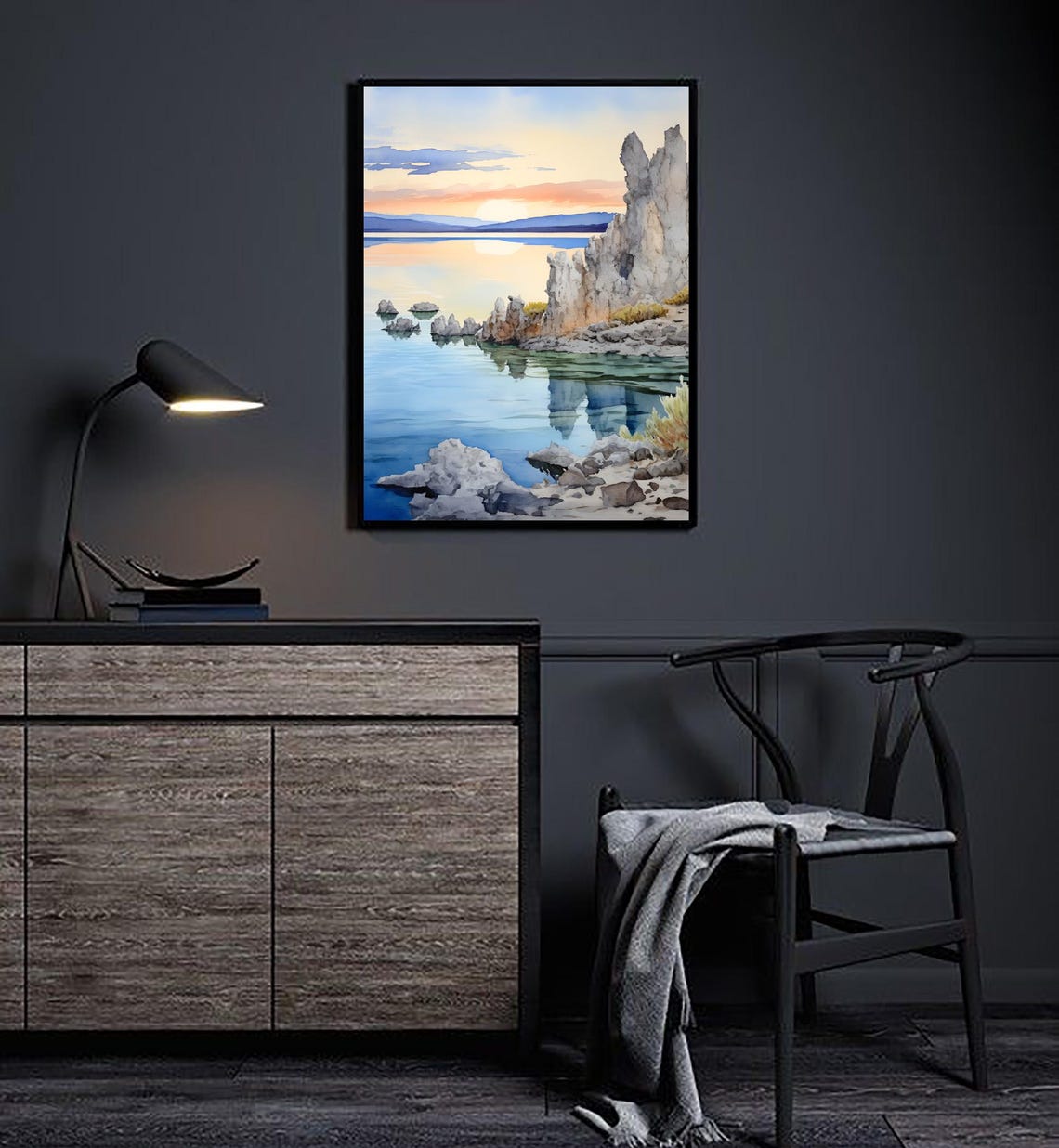 Mono Lake Painting Watercolor Art Print Mono County Wall Art California Landscape Print Mountain Lake Art Mt Dana Nature Poster - Image 3