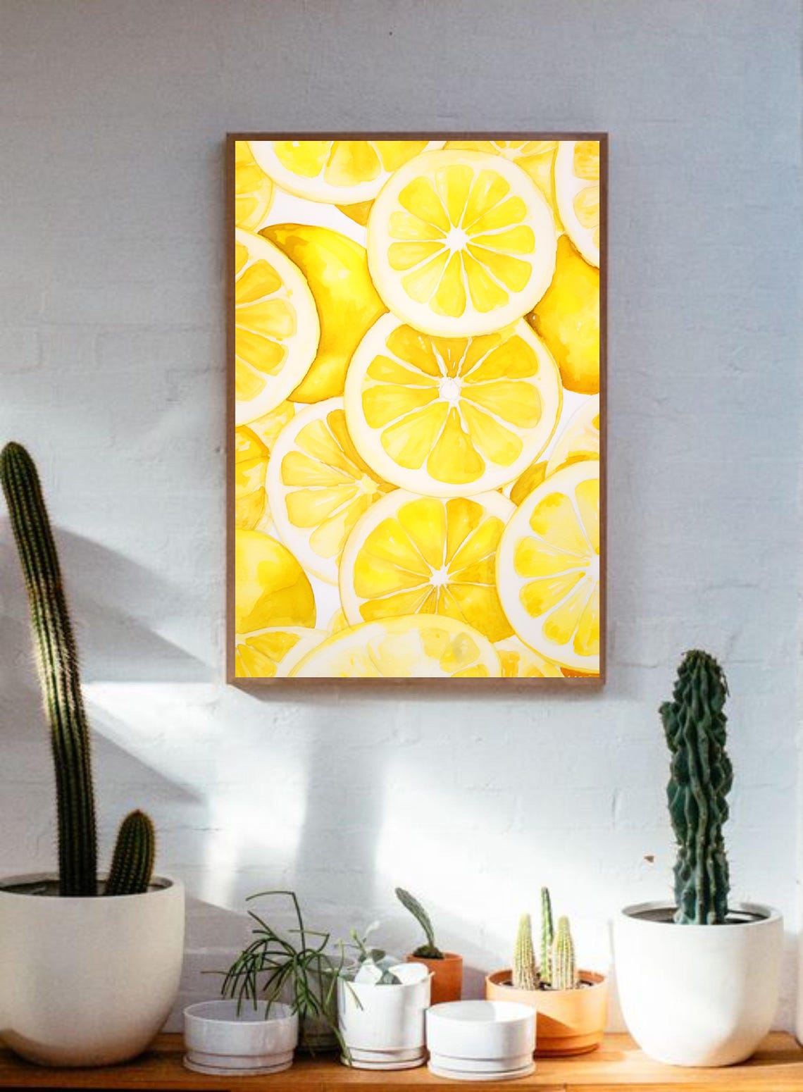Fresh Lemon Slices Bright Citrus Kitchen Decor Watercolor Poster - Image 2