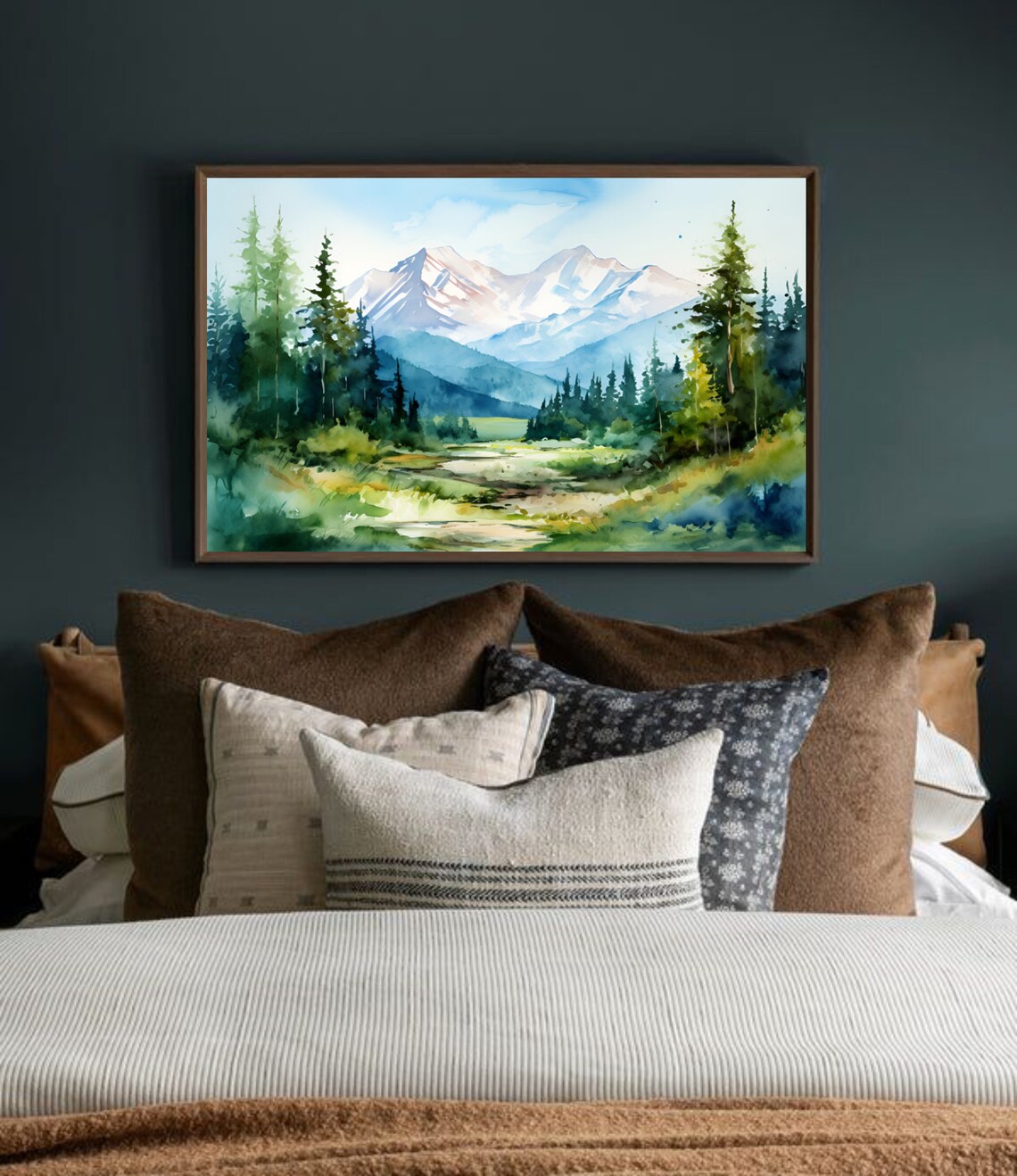 Colorado Mountains Watercolor Art Print, Panoramic Landscape - Image 2