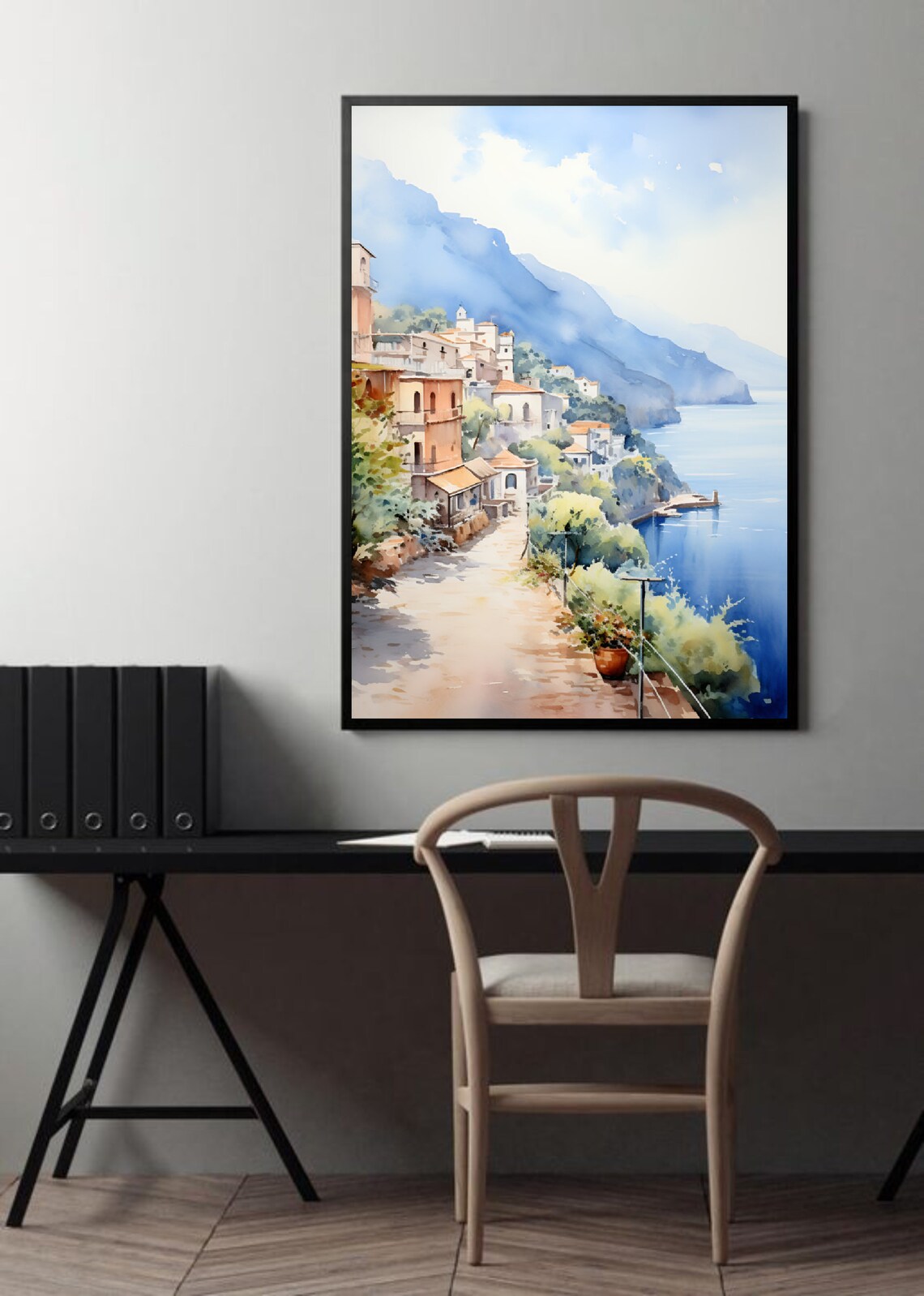 Italy Watercolor Positano Coastal Travel Poster - Image 2