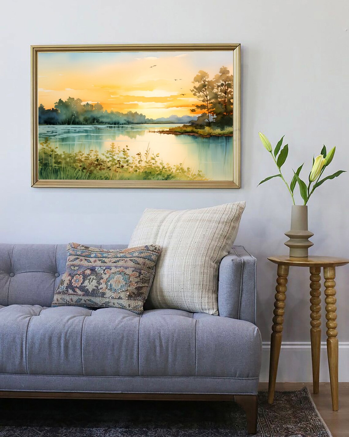 Lake Lanier Painting Watercolor Art Print Forest Lake Poster Shoreline Wall Art Georgia Landscape Art Abstract Lakes Travel Gift - Image 4