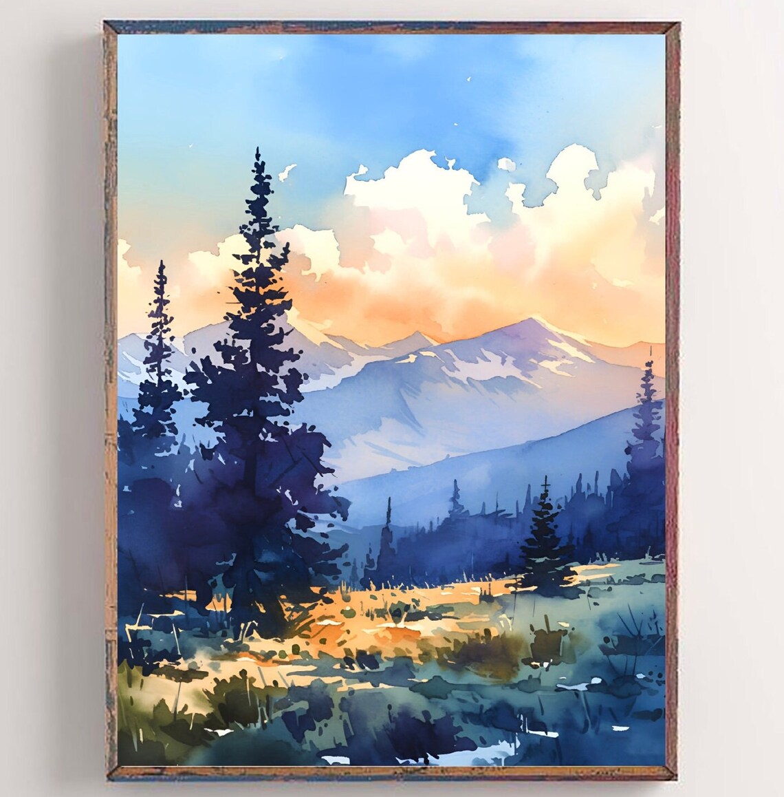 Uinta Mountains Sunrise Watercolor Art Print