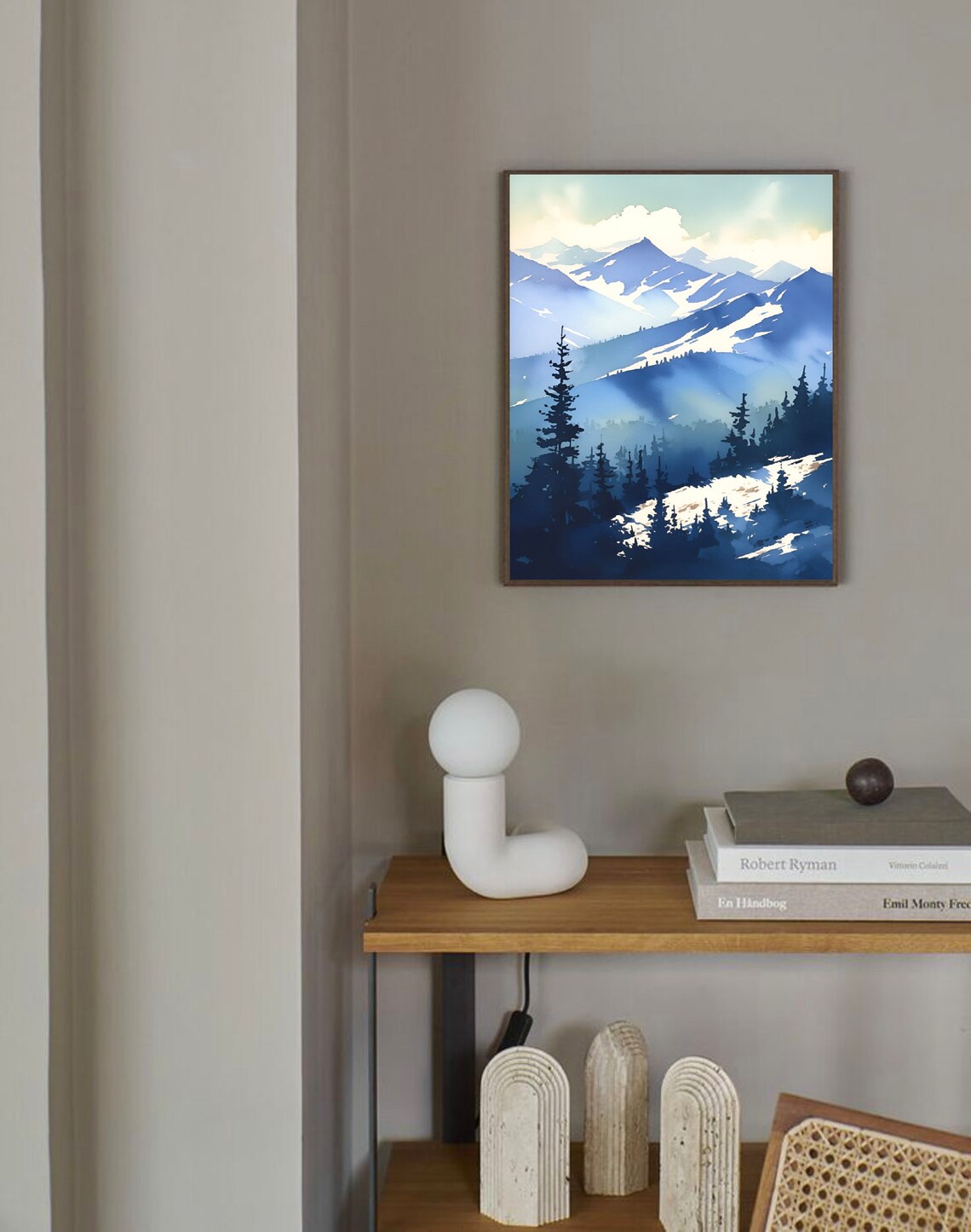 Cascade Range Mountains Watercolor Art Print, Oregon - Image 4