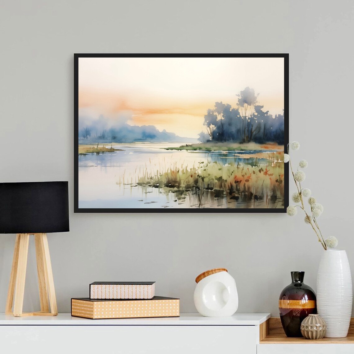 Apalachicola River Watercolor Landscape Art Print - Image 2