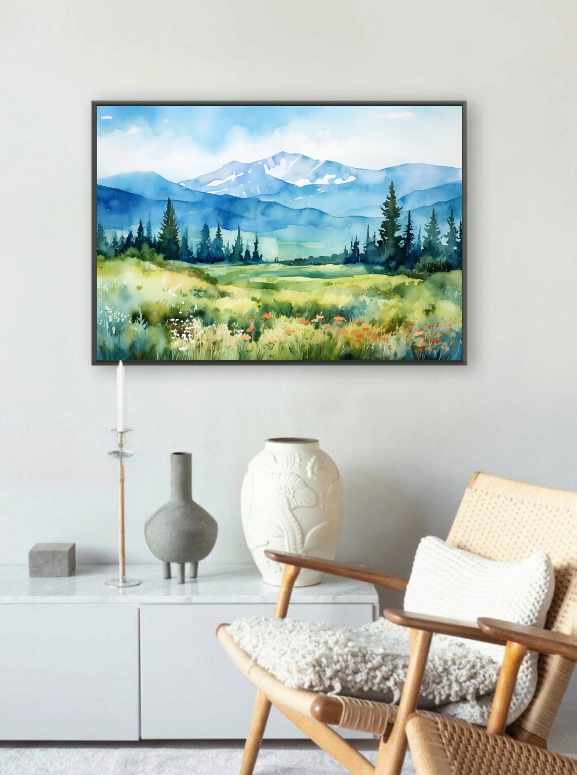 Mount Elbert Colorado Watercolor Landscape Art Print - Image 2