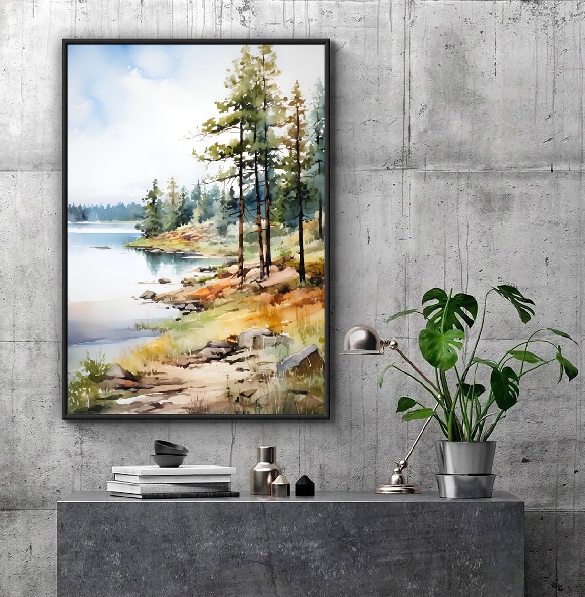 Stockade Lake Watercolor South Dakota Art Print Foggy Calming Forest Lake Landscape Wall Art Custer State Park Nature Travel Gift - Image 4