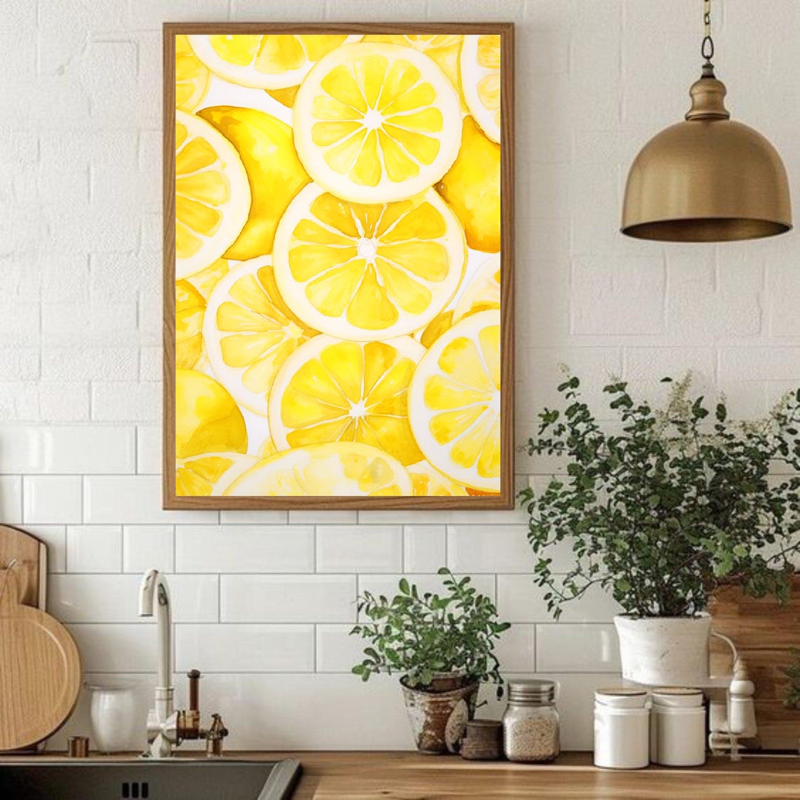 Fresh Lemon Slices Bright Citrus Kitchen Decor Watercolor Poster - Image 4