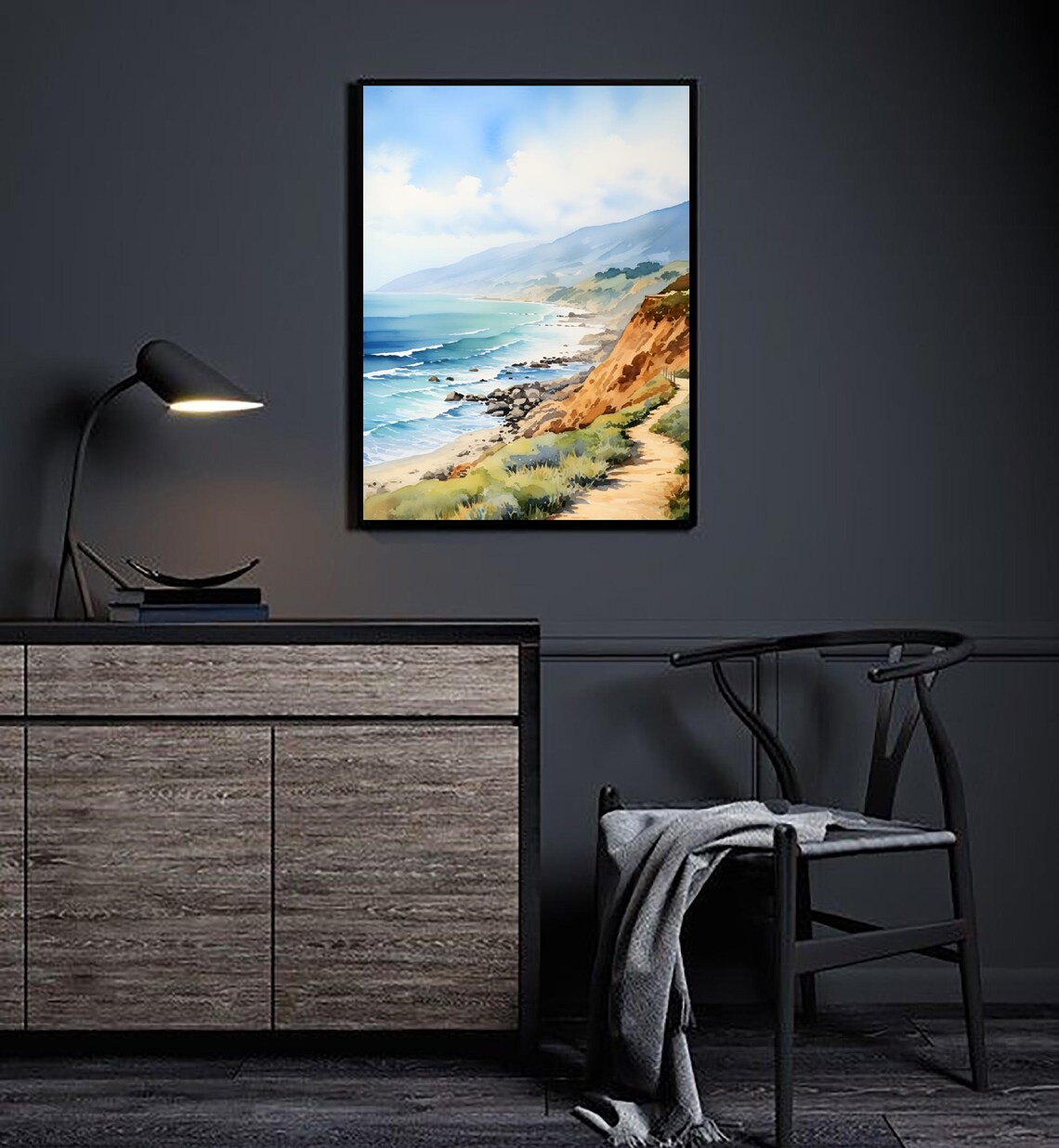 Point Mugu California Coast Watercolor Art Print - Image 4