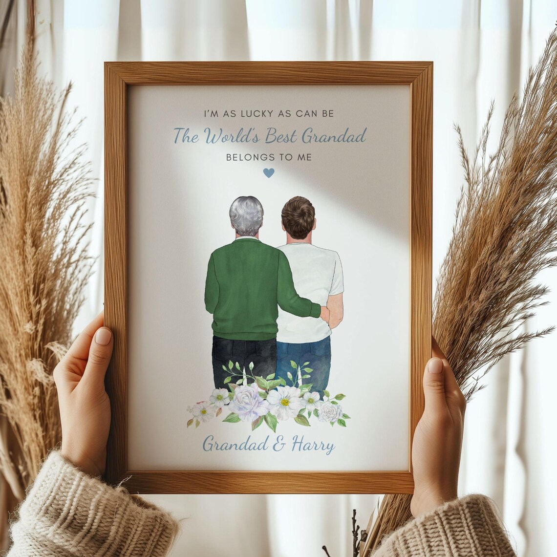 The Worlds Best Grandad Belongs to Me Grandson Watercolor Poster