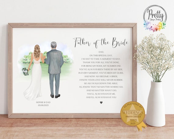 Personalised Gift For Father Of The Bride Father And Daughter Print Father Of The Bride Gift Dad Wedding Keepsake