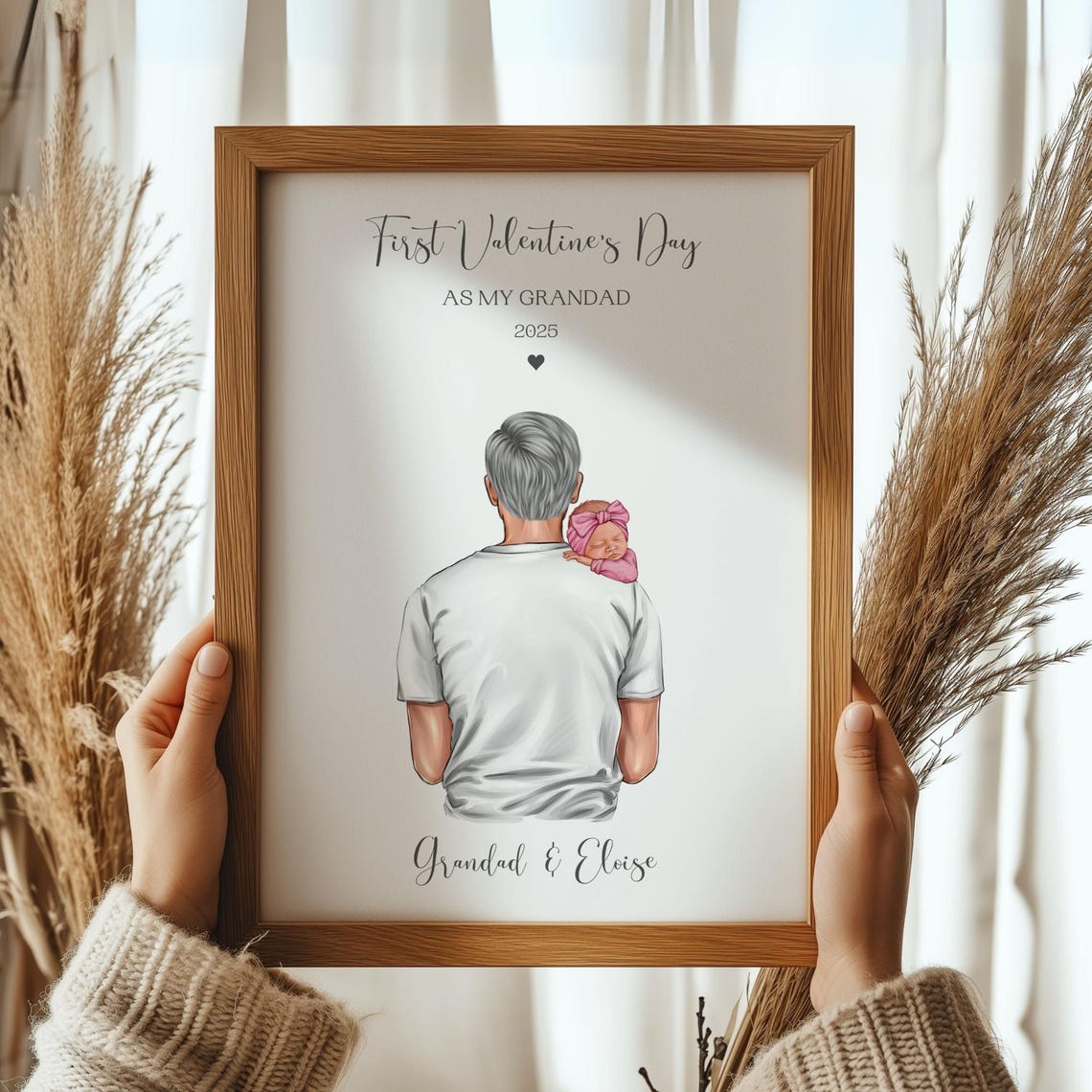 Personalised First Valentines Day As My Grandad 2025 Framed Print