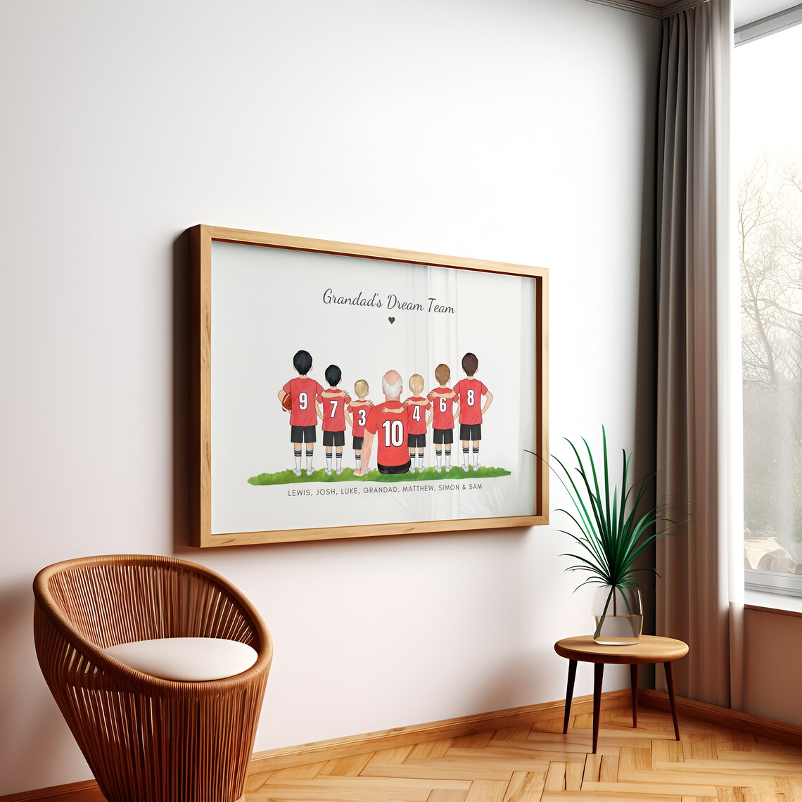 Personalised Grandad's Dream Team Family Football Gift Art Print